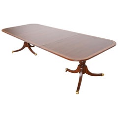 Georgian Mahogany Double Pedestal Dining Table in the Manner of Baker Furniture