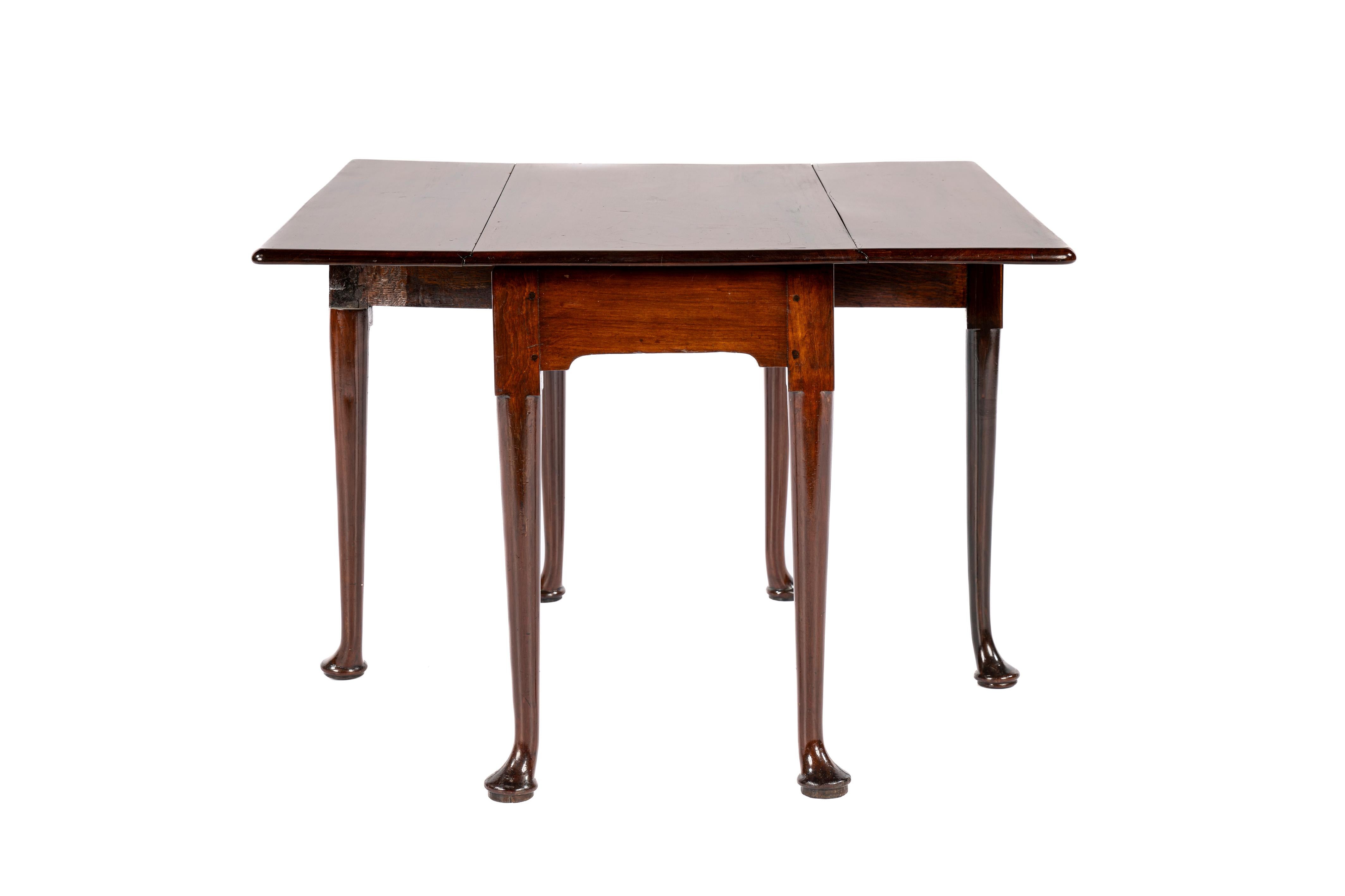 Georgian Mahogany Drop-Leaf Folding Table with Tapering Legs and Pad Feet In Good Condition For Sale In Casteren, NL