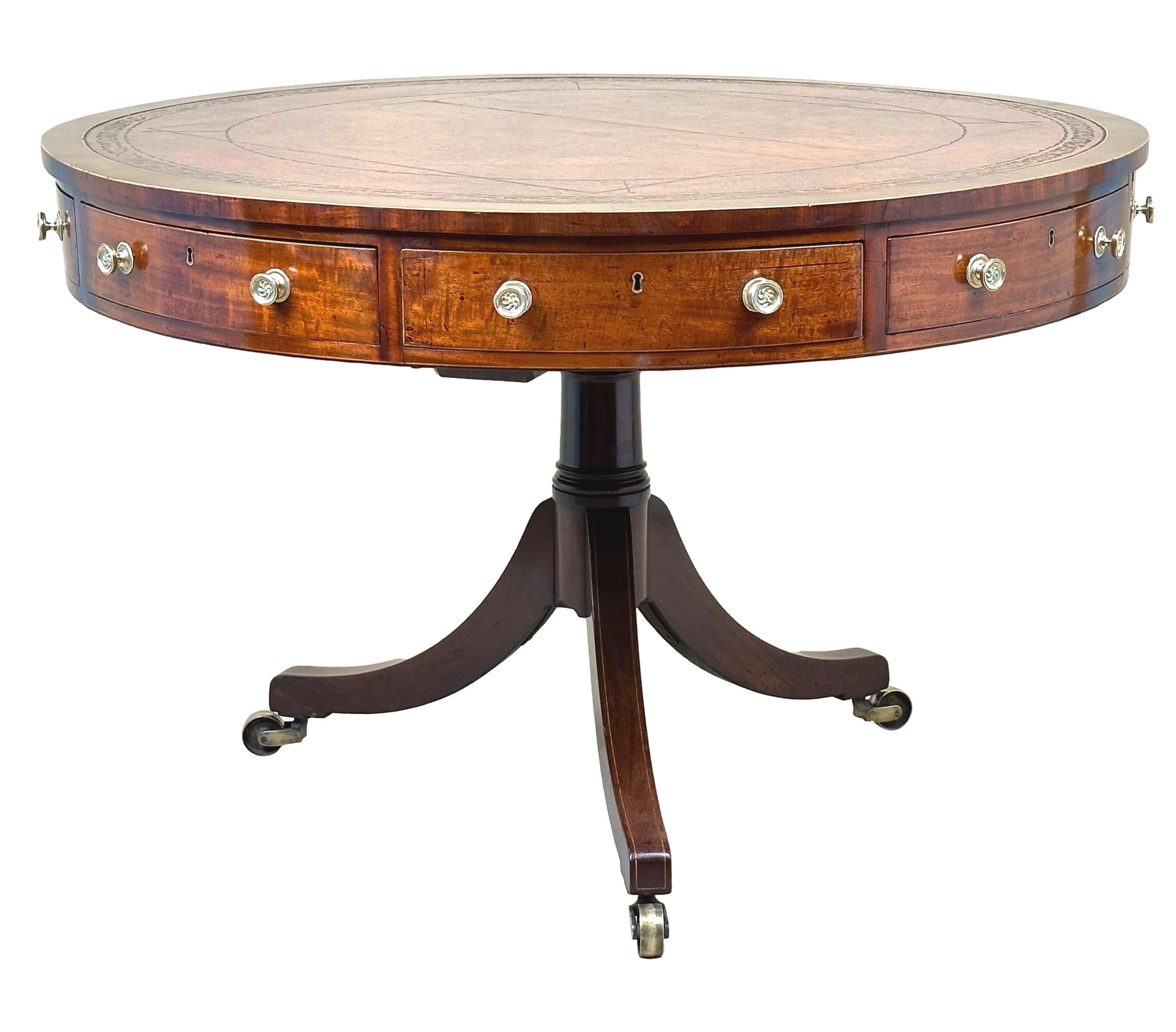 Georgian Mahogany Drum Top Library Table For Sale 6