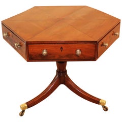 Georgian Mahogany English Hexagonal Drum Top Centre Table