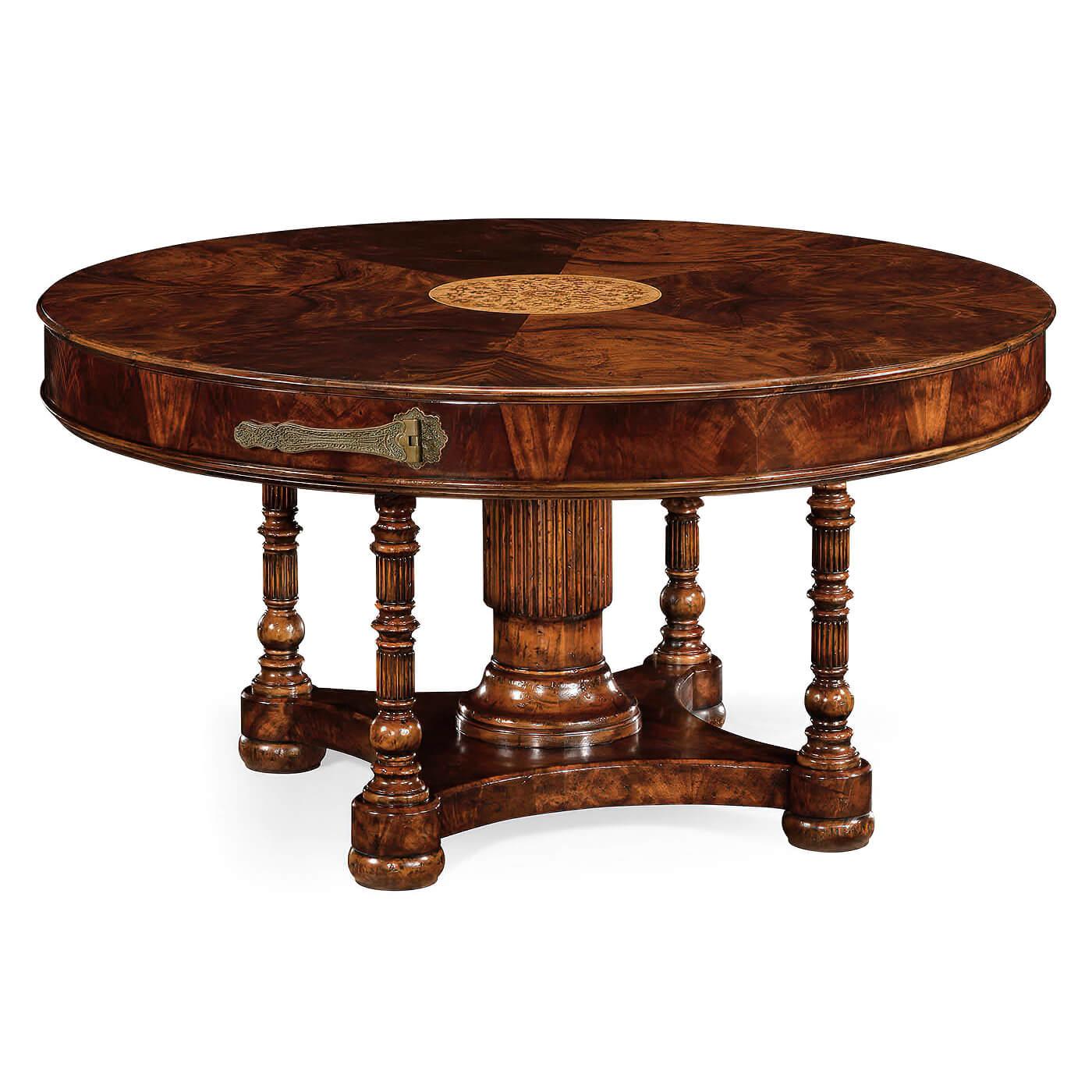 This exceptional table mechanically opens as you rotate the top. In the Georgian style, the 82