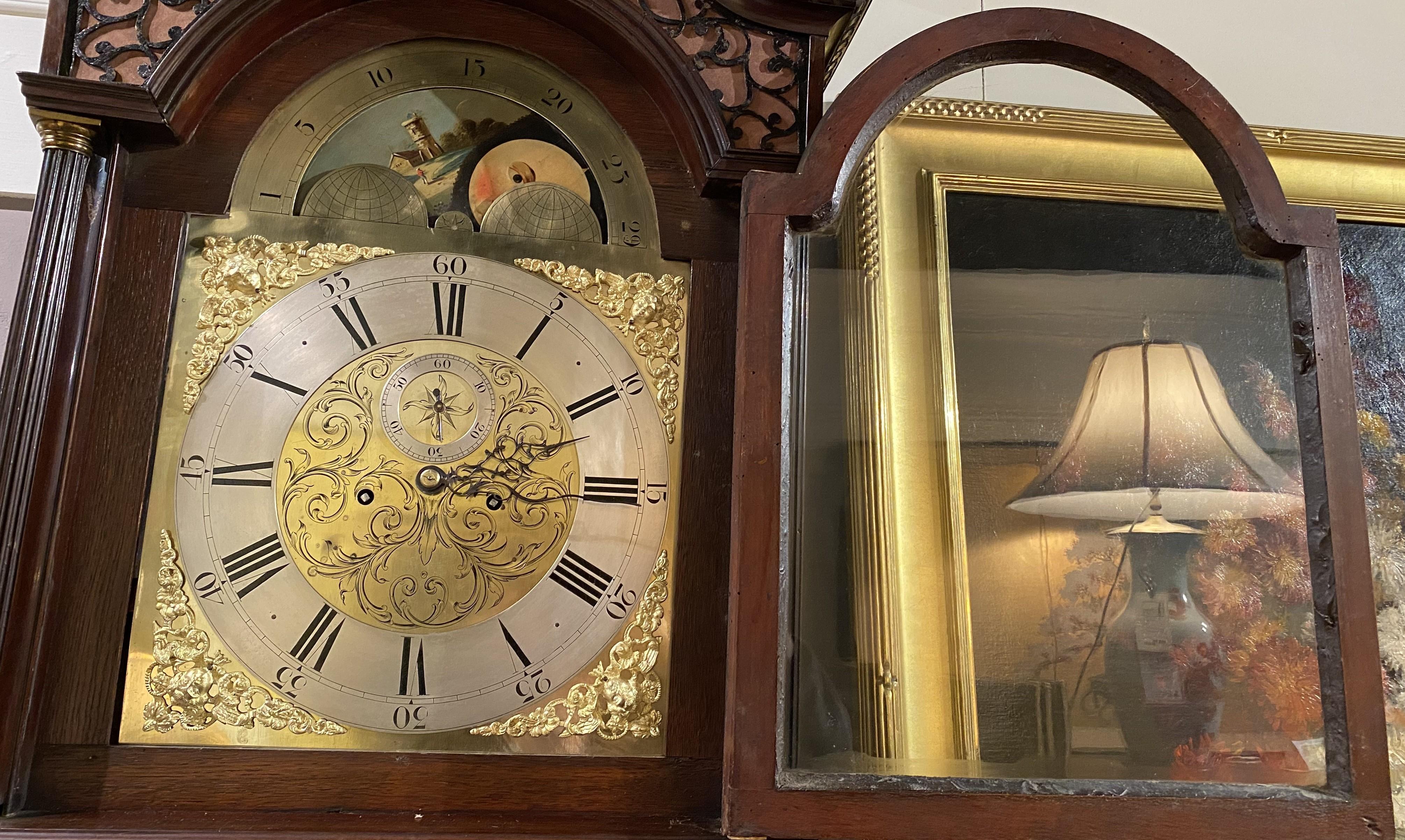 Georgian Mahogany Gothic Style Tall Case Clock with Moon Phase Dial For Sale 10