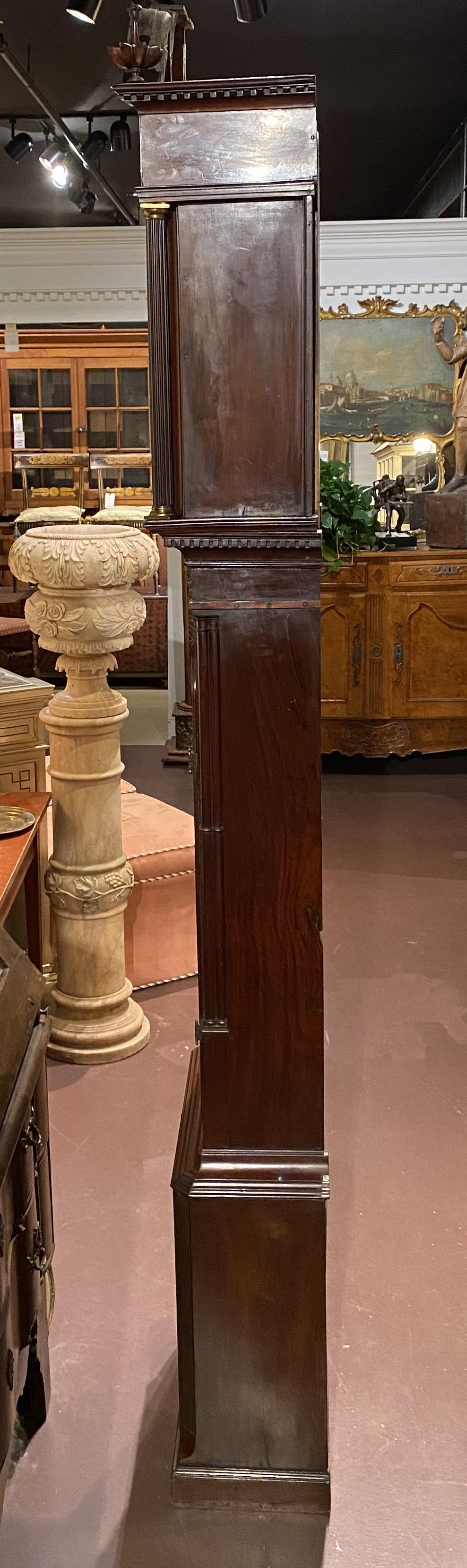 18th Century Georgian Mahogany Gothic Style Tall Case Clock with Moon Phase Dial For Sale