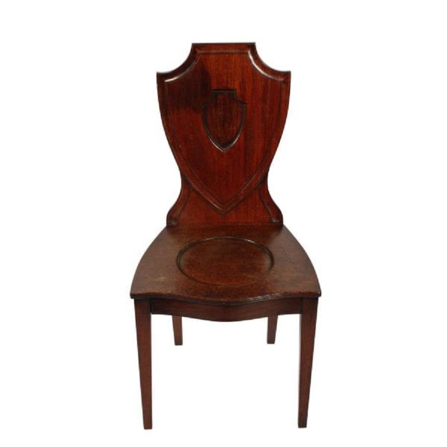 European Georgian Mahogany Hall Chair, 18th Century For Sale