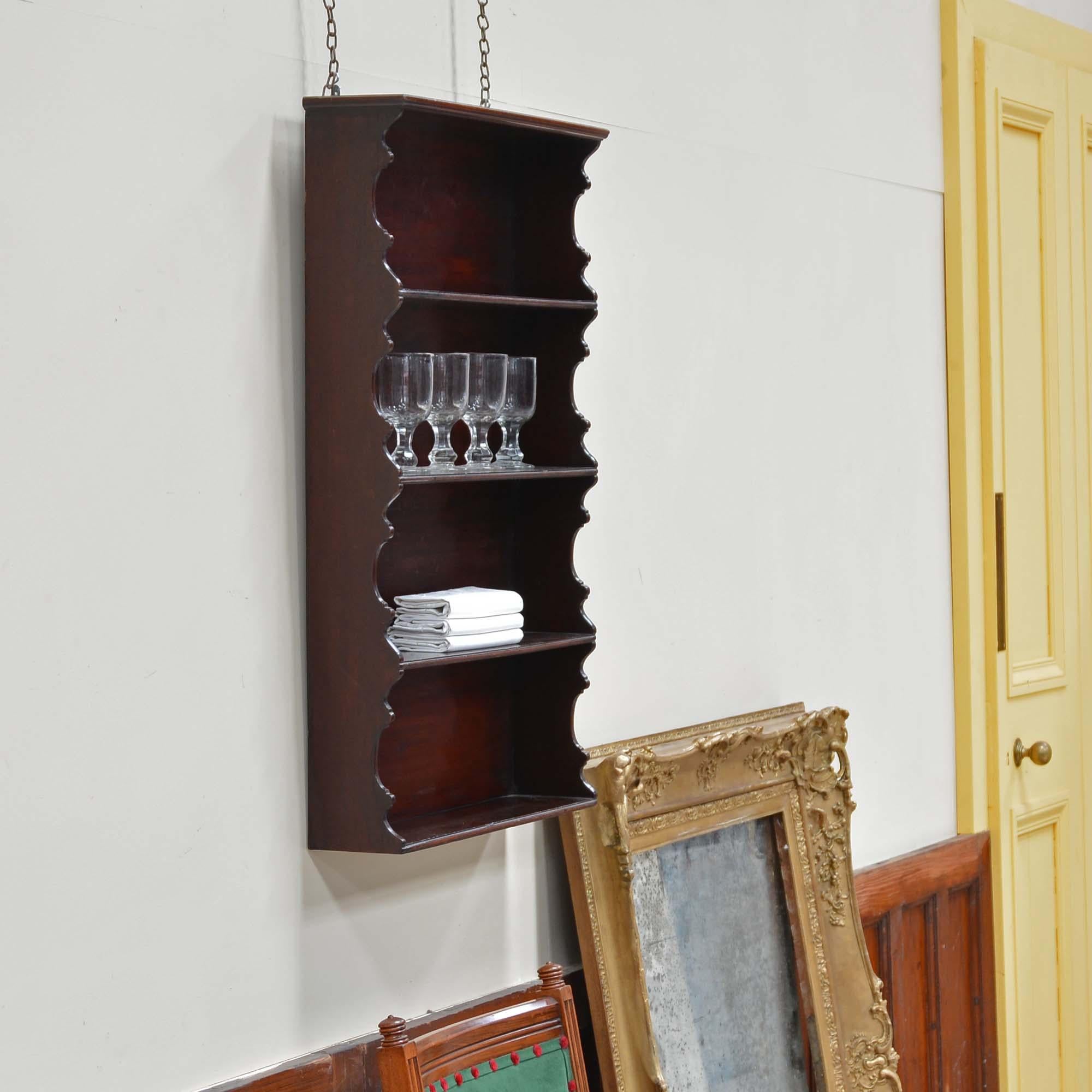 George III Georgian mahogany hanging shelves For Sale