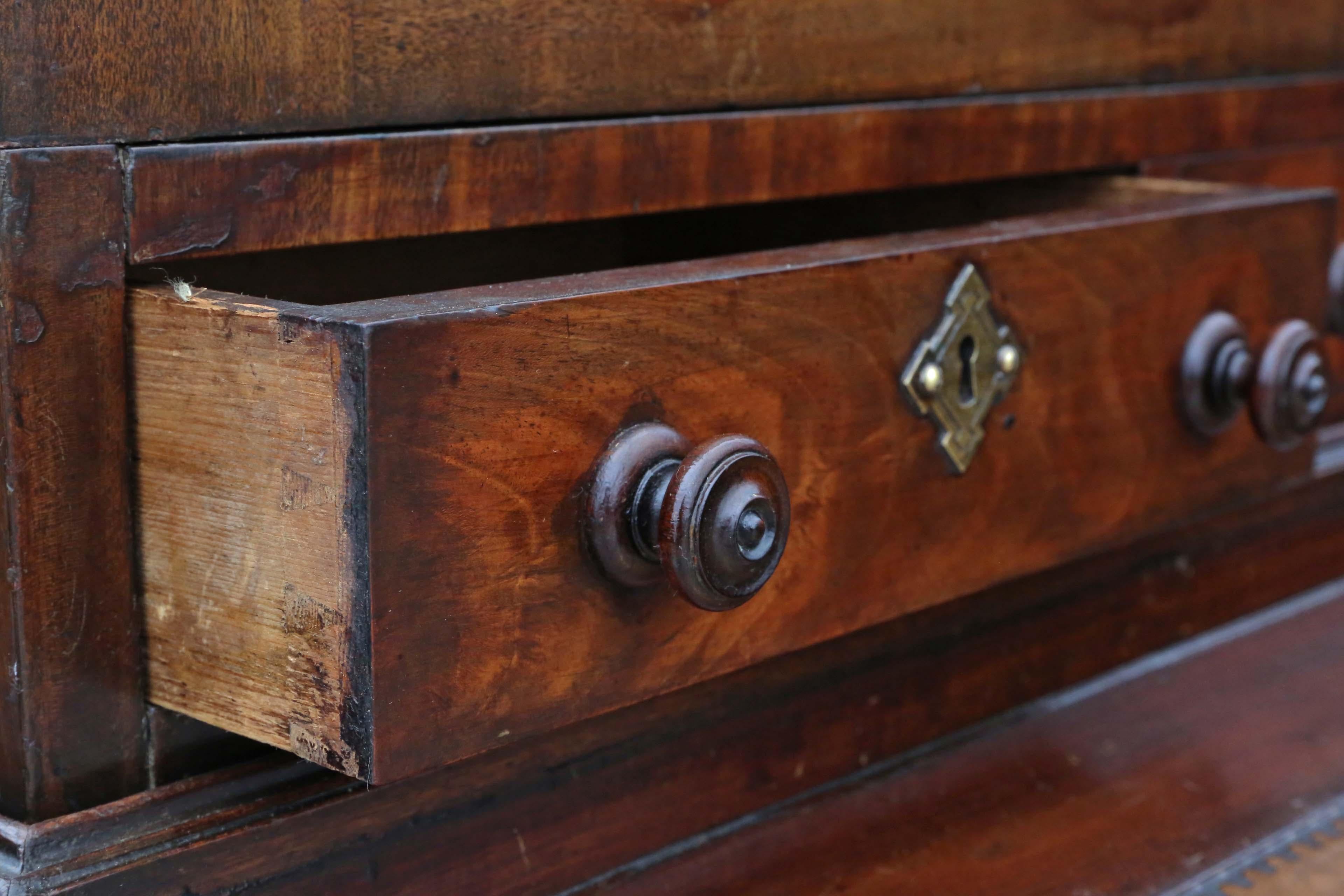 George III Georgian C1800 mahogany estate housekeeper's cupboard secretaire bookcase