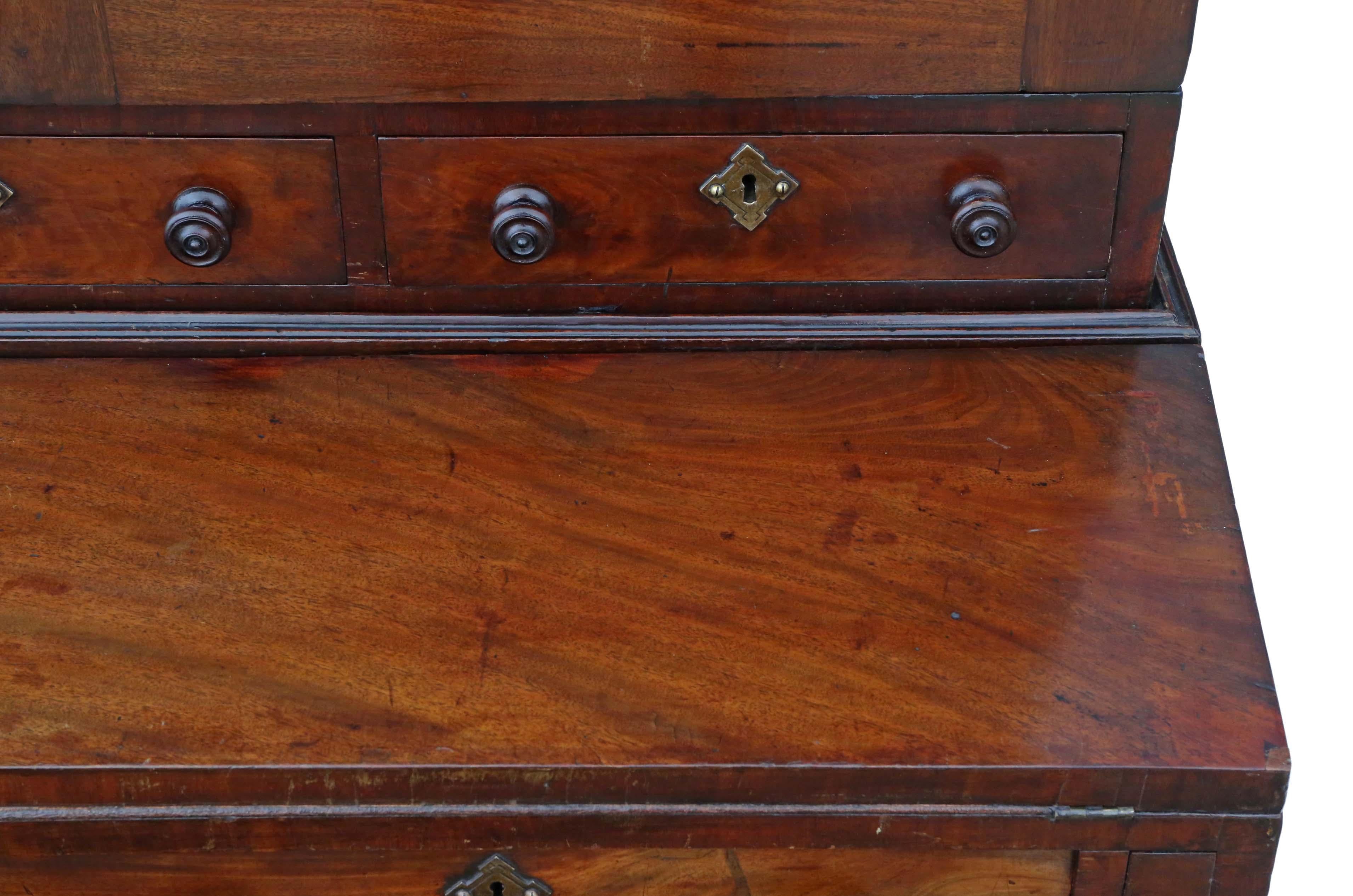 Georgian C1800 mahogany estate housekeeper's cupboard secretaire bookcase In Good Condition In Wisbech, Cambridgeshire