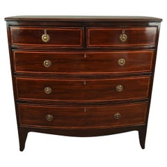 Antique Georgian Mahogany Inlaid Bow Front Chest of Drawers