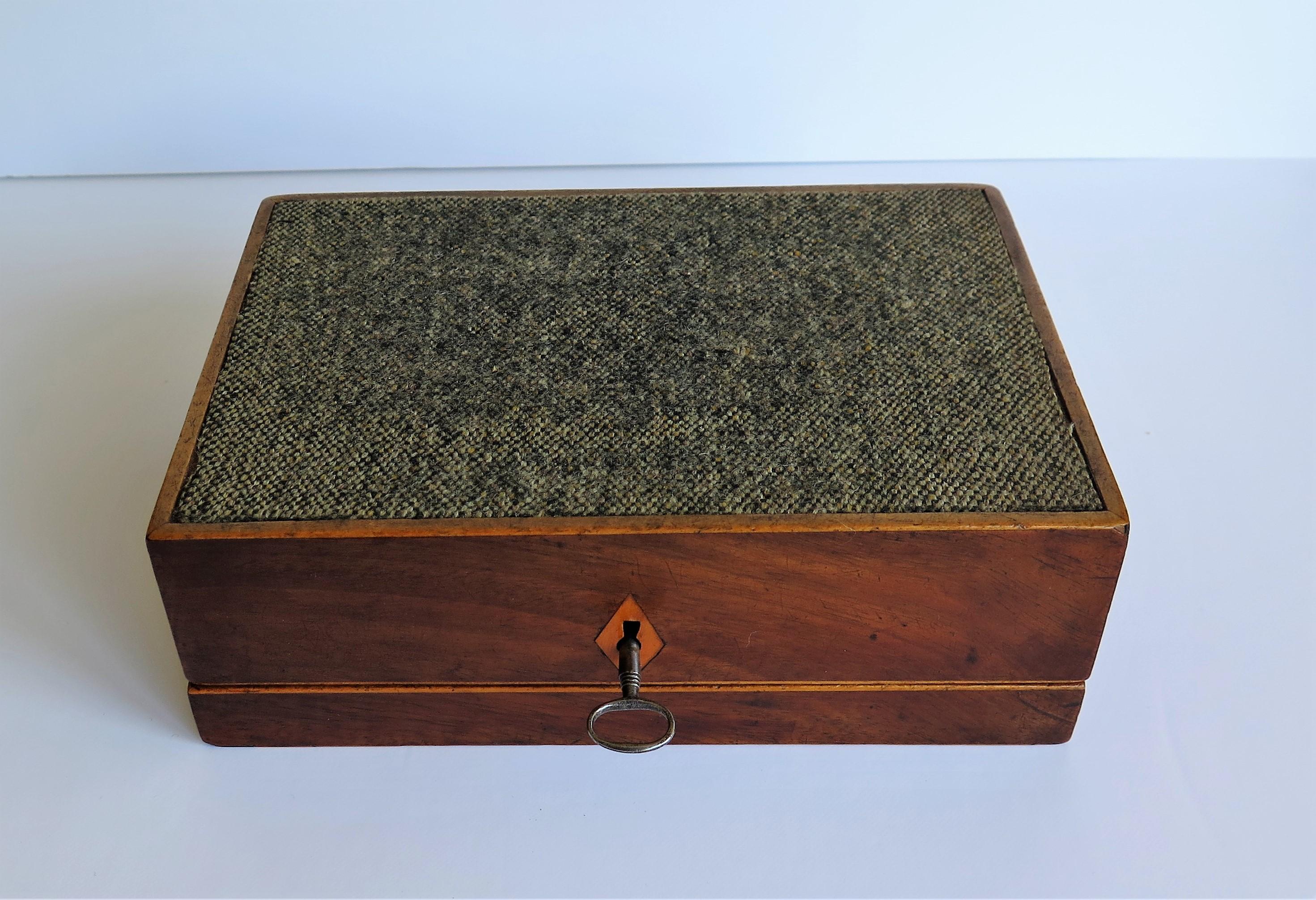 Georgian Mahogany Inlaid Box with Hinged Lid Lock and Key, English, circa 1800 14