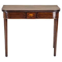 Georgian Mahogany Inlaid Console Fold Over Tea Table Early C19th George III