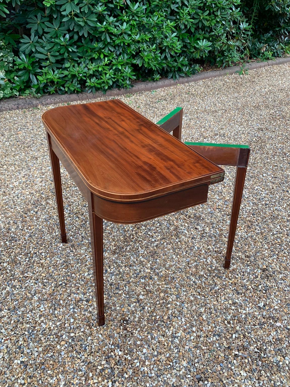 Hand-Crafted Georgian Mahogany Inlaid D-Shaped Card Table