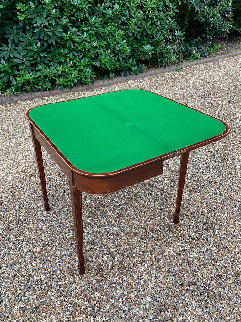 Mahogany Inlaid DShaped Card Table at 1stDibs