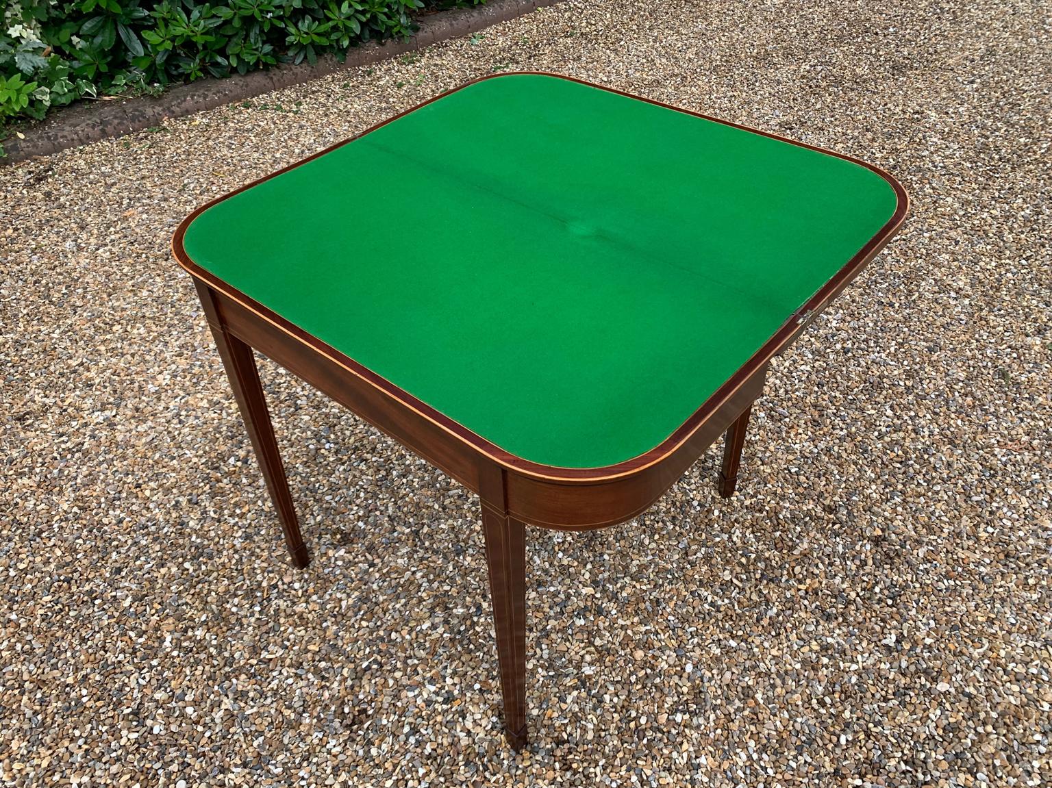 19th Century Georgian Mahogany Inlaid D-Shaped Card Table