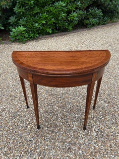 Georgian Mahogany Inlaid Demi Lune Card Table