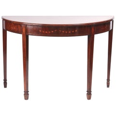 Georgian Mahogany Inlaid Demilune Console Table