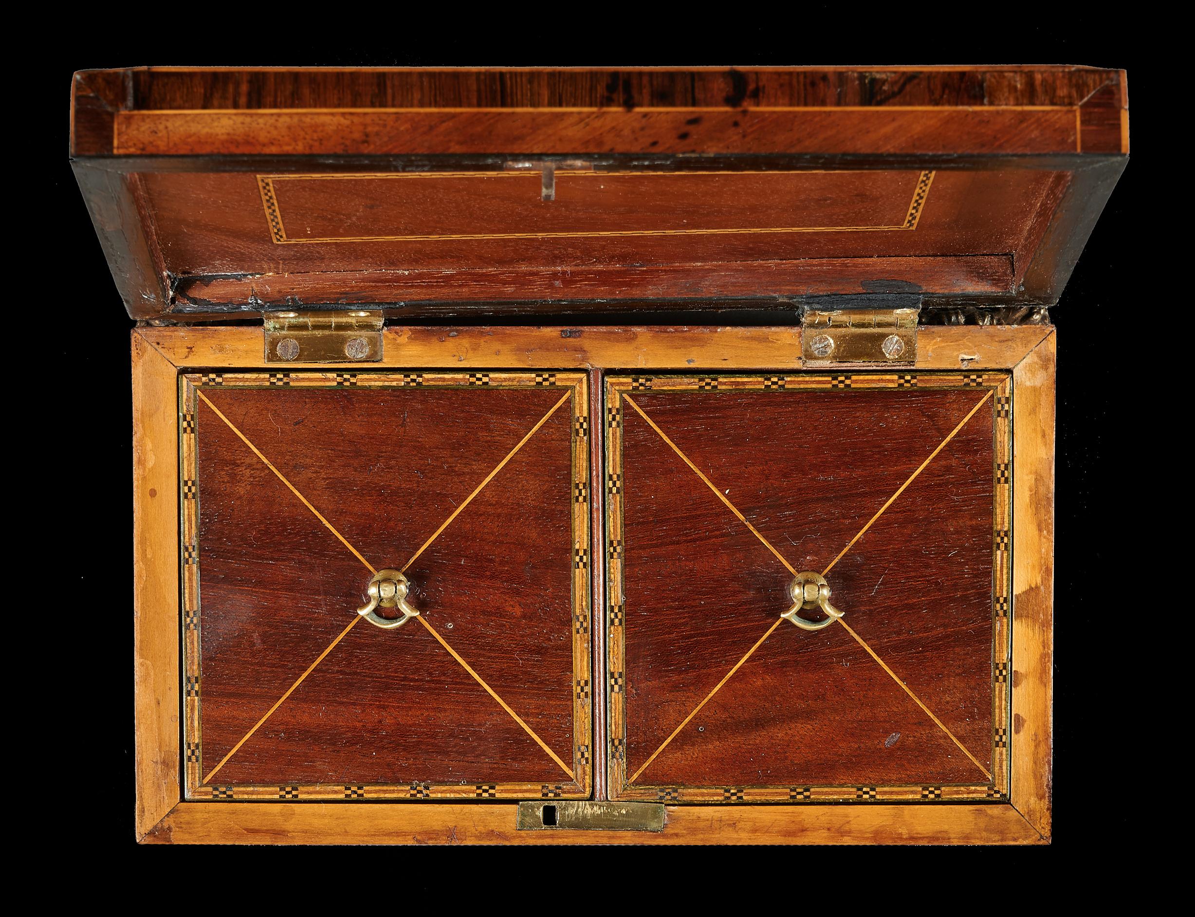 Georgian Mahogany Inlaid Tea Caddy 1