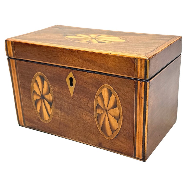 Mahogany and Inlaid Tea Caddy For Sale at 1stDibs
