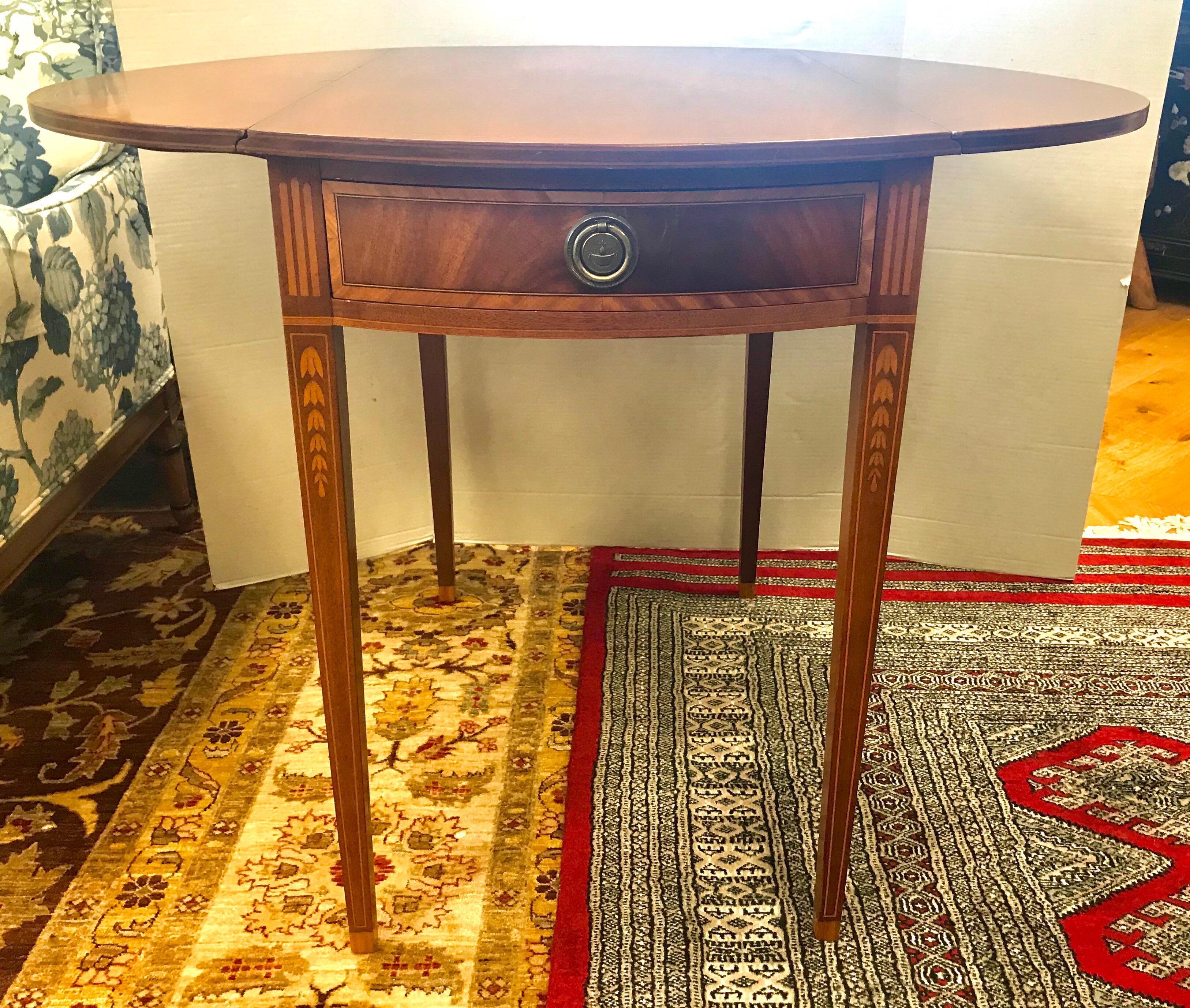 Georgian Mahogany Inlay Pembroke Drop-Leaf Table Game Table 2