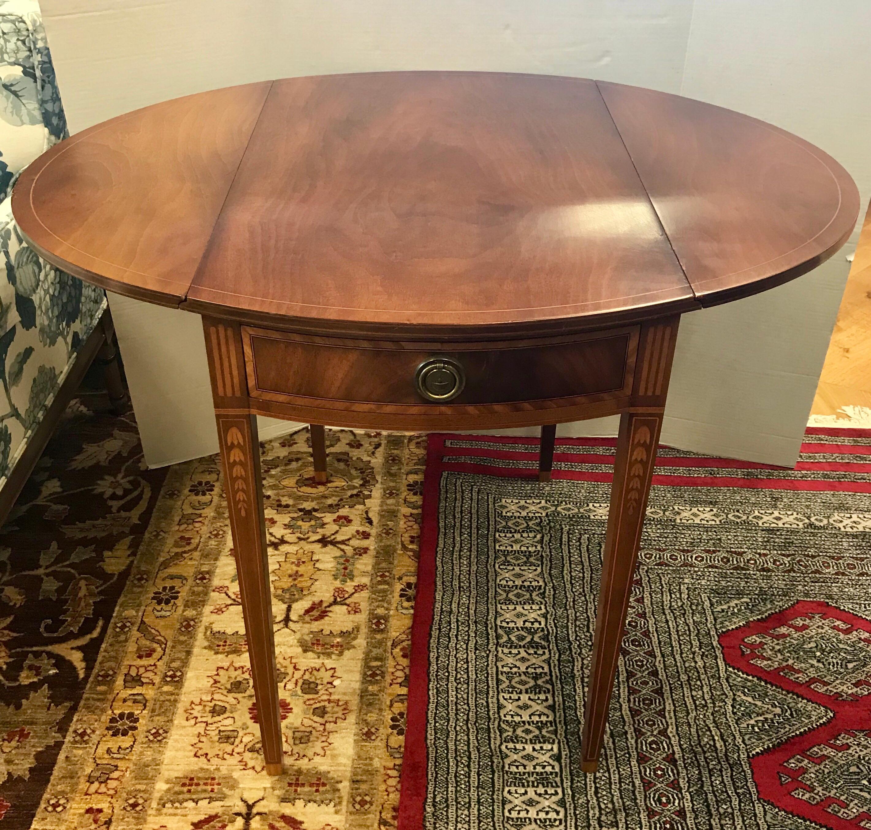 Georgian Mahogany Inlay Pembroke Drop-Leaf Table Game Table 4