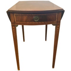 Georgian Mahogany Inlay Pembroke Drop-Leaf Table Game Table