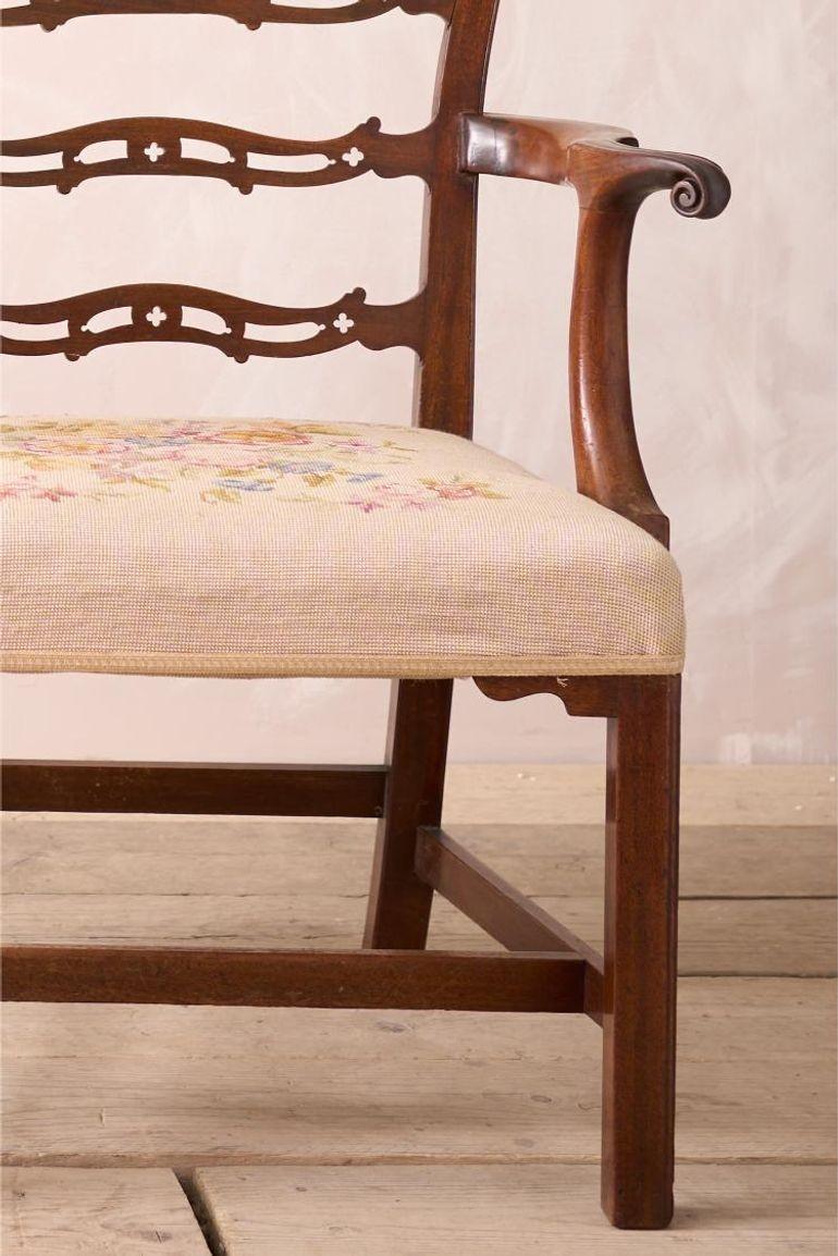 Georgian mahogany ladder back open armchair In Excellent Condition For Sale In Malton, GB
