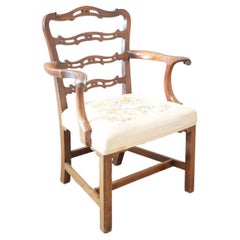 Georgian mahogany ladder back open armchair