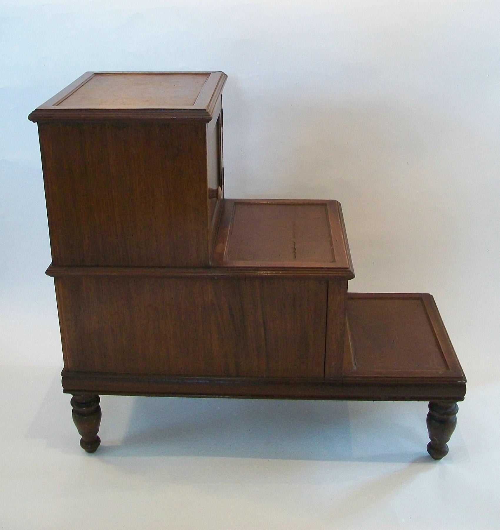 Georgian Hardwood & Leather Library Steps, United Kingdom, Early 19th Century For Sale 3