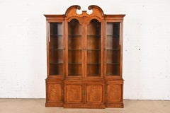 Georgian Mahogany Lighted Breakfront Bookcase Cabinet by Mount Airy Furniture