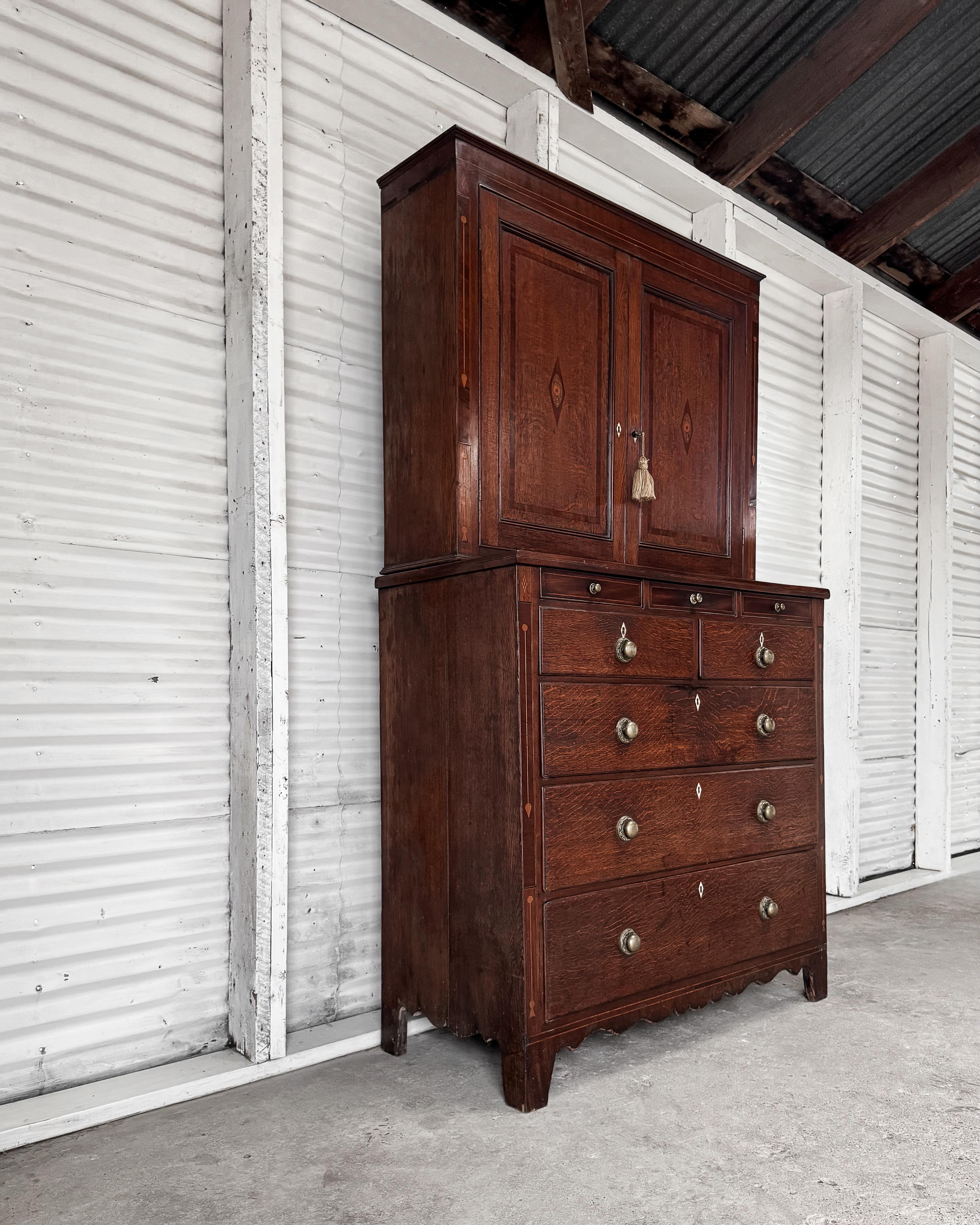 English Georgian Mahogany Linen Press