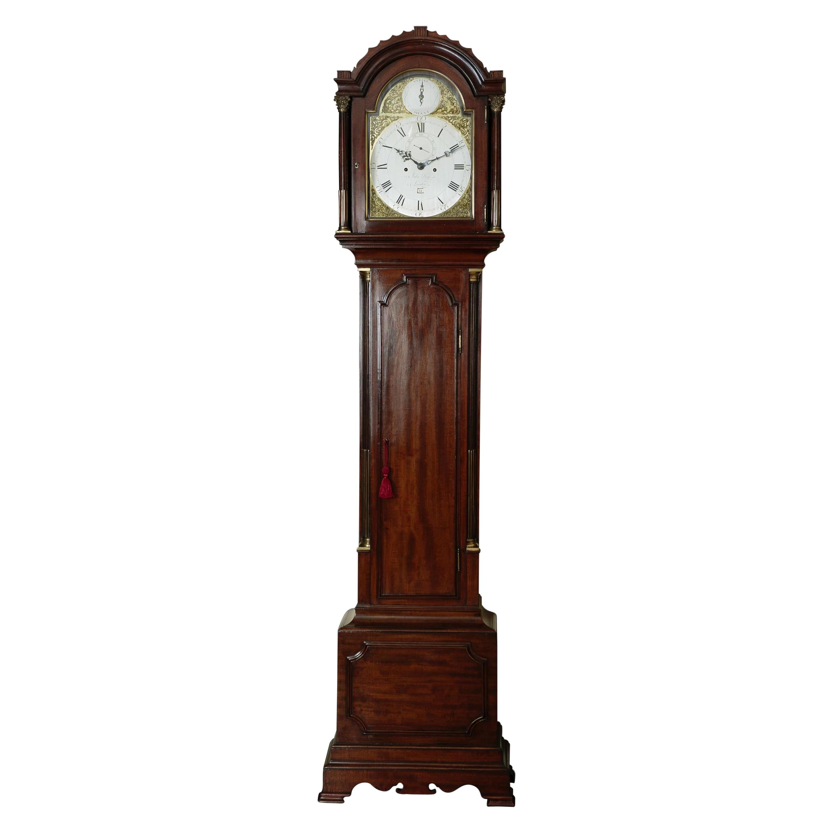 Vast Moon Roller Mahogany Longcase Clock at 1stDibs