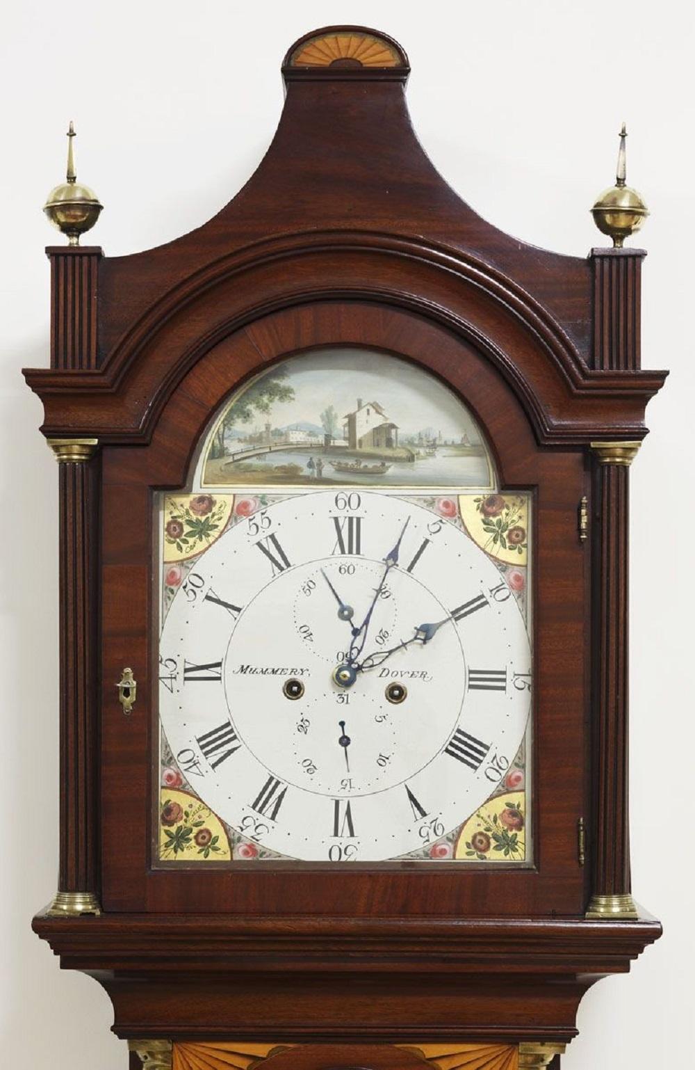 Georgian Mahogany Longcase Clock by Mummery, Dover In Good Condition For Sale In Norwich, GB