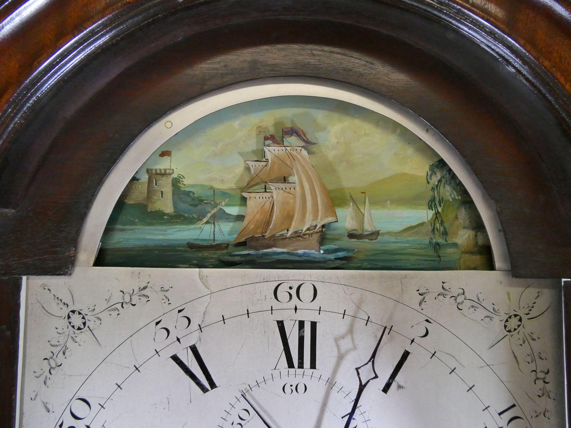 Georgian Mahogany Longcase Clock with Rocking Ship Automation, Jos. Kent, London For Sale 3