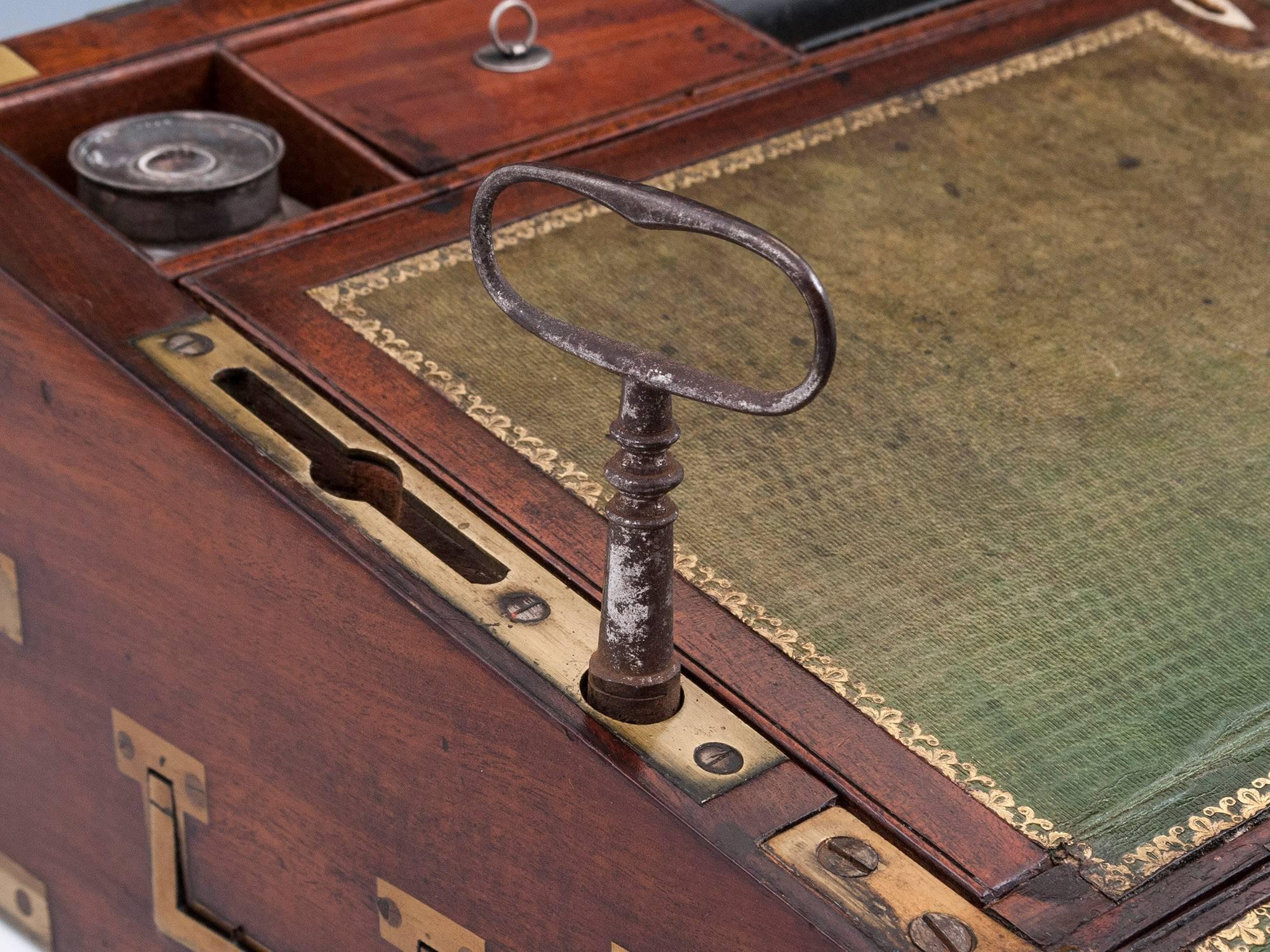 Georgian Mahogany Military Captains Campaign Writing Box Early 19th Century 9