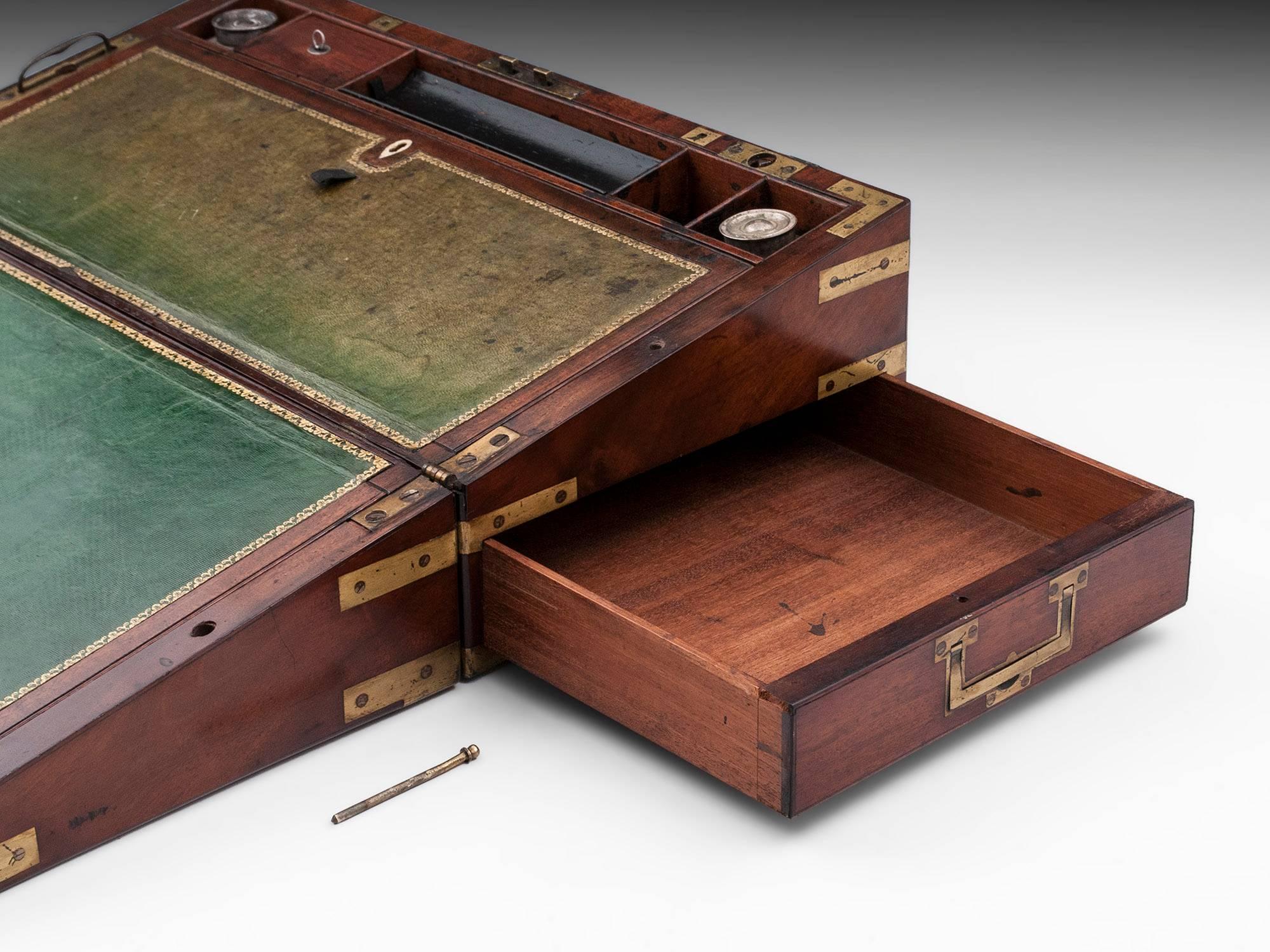Georgian Mahogany Military Captains Campaign Writing Box Early 19th Century 10