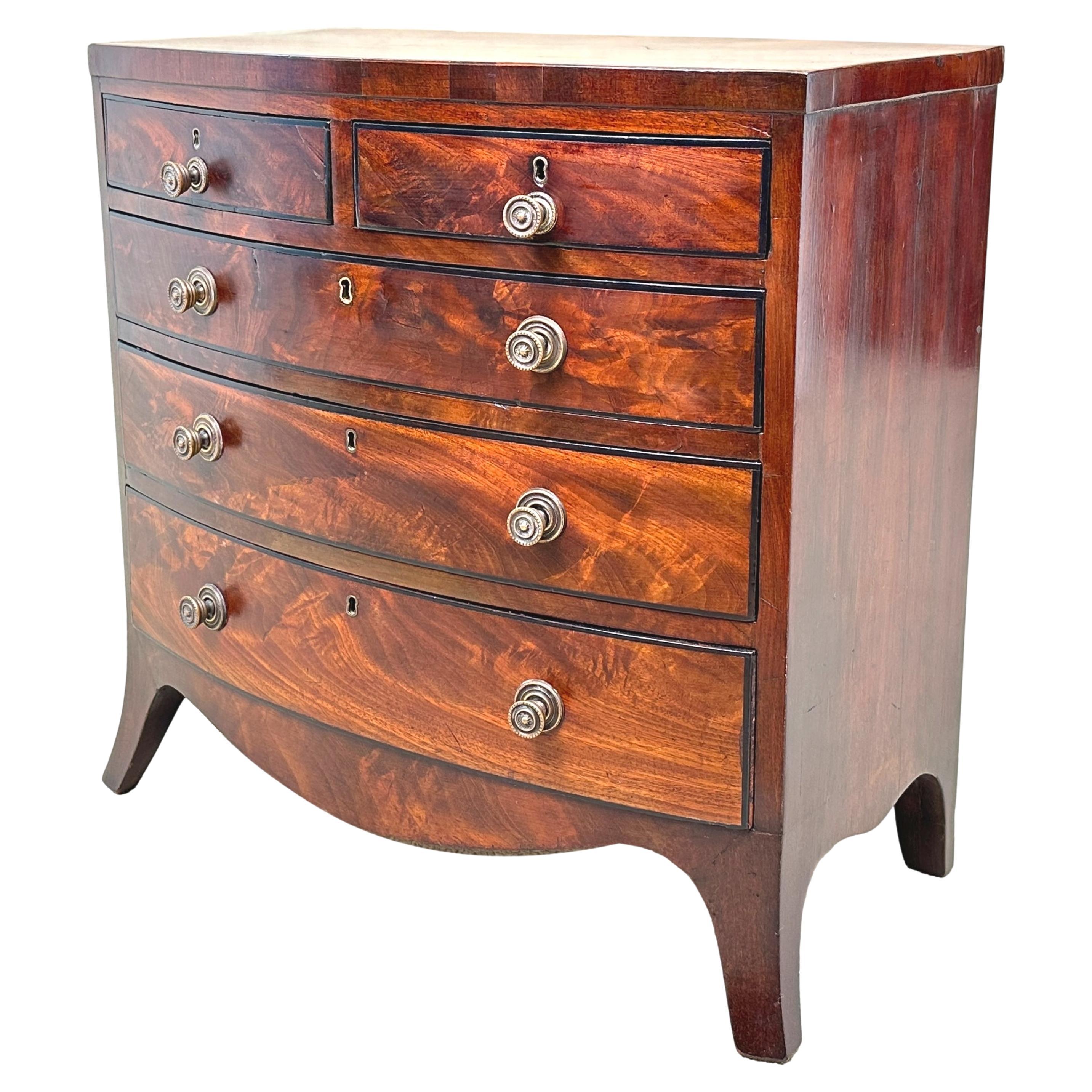 Georgian Mahogany Miniature Bowfront Chest Of Drawers
