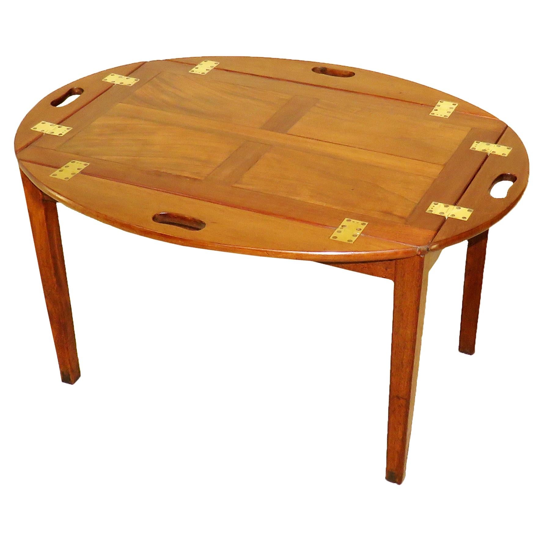 Georgian Mahogany Oval Butlers Tray on Stand Coffee Table