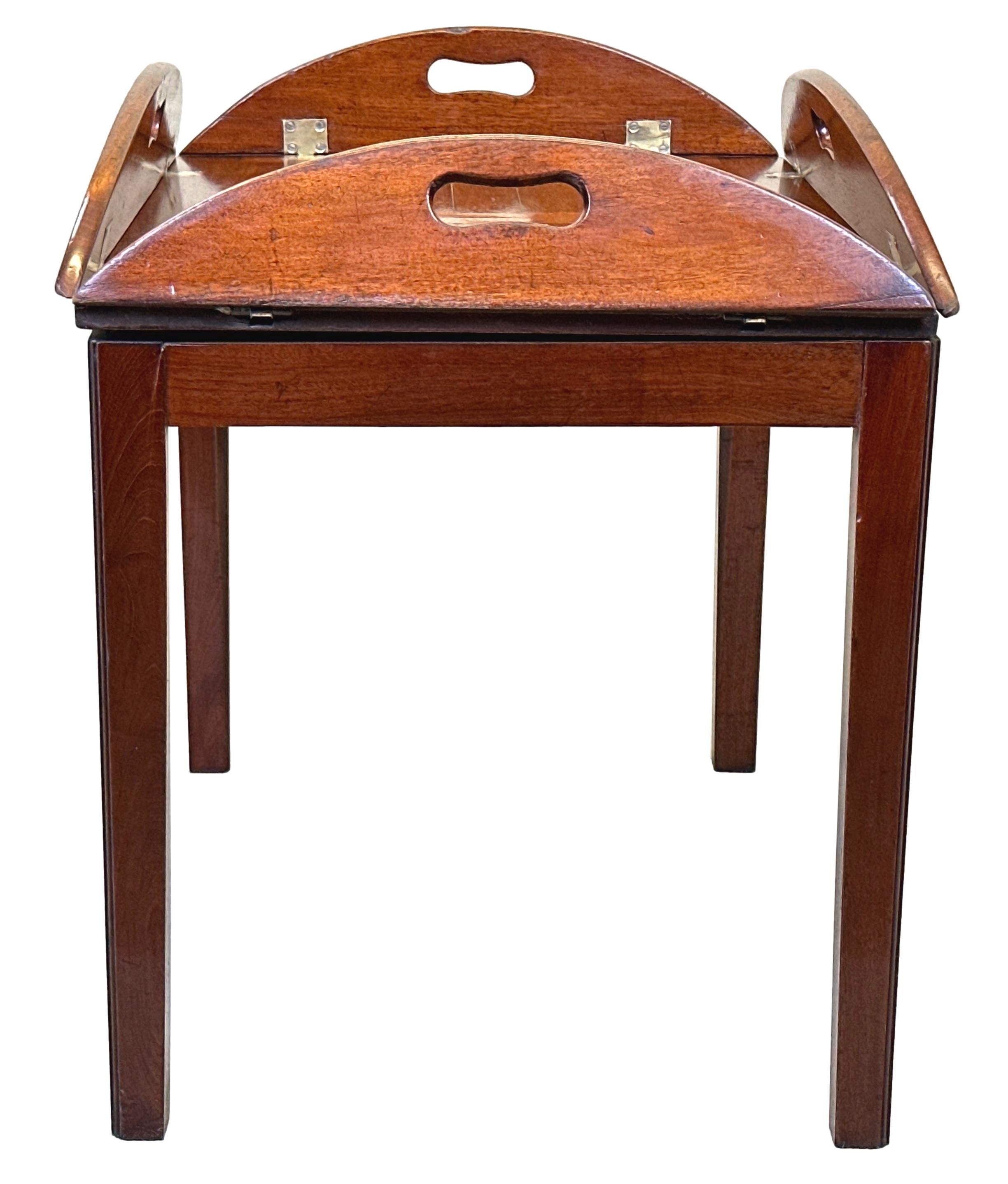 English Georgian Mahogany Oval Butlers Tray on Stand For Sale