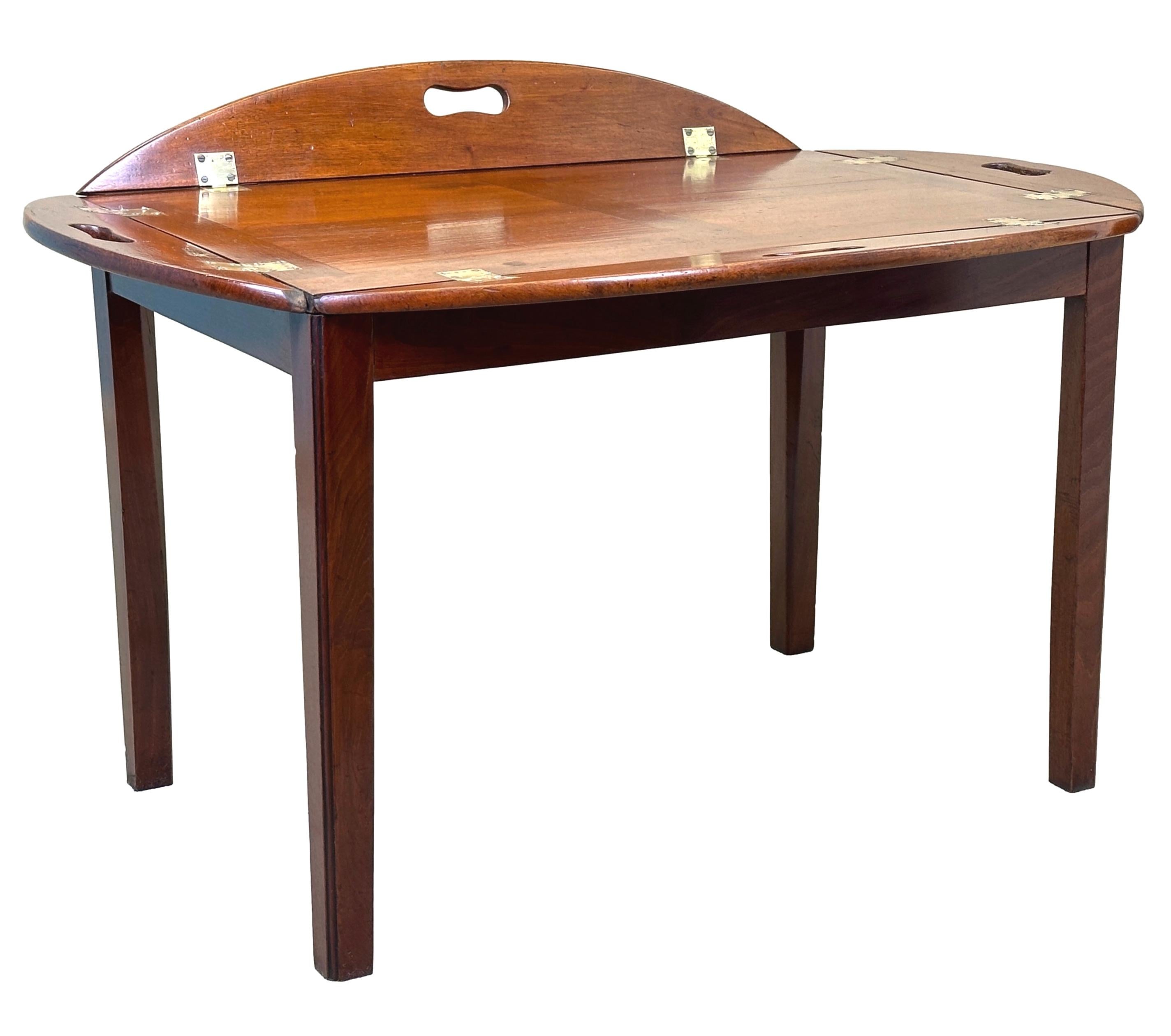 18th Century Georgian Mahogany Oval Butlers Tray on Stand For Sale