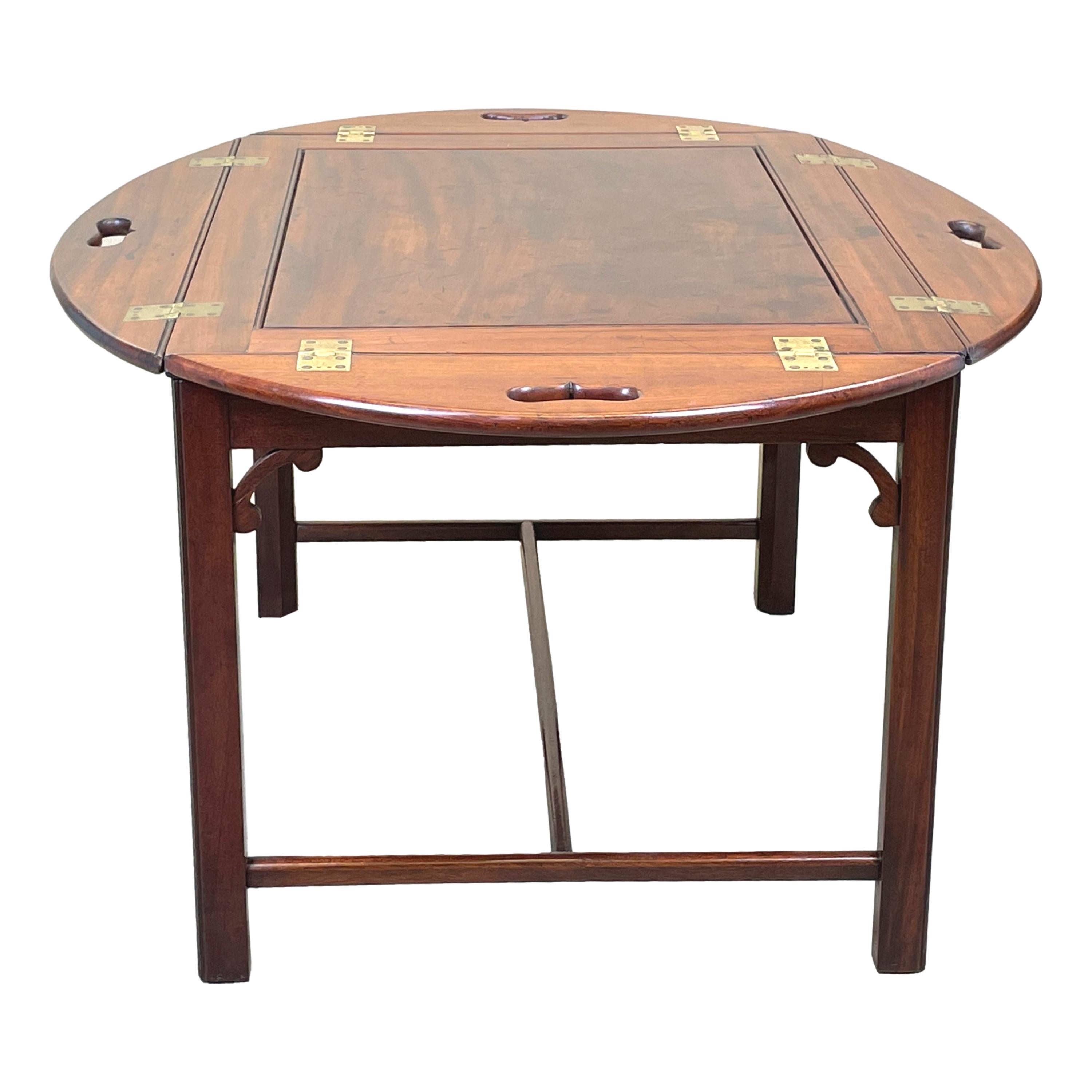 Georgian Mahogany Oval Butlers Tray on Stand 2