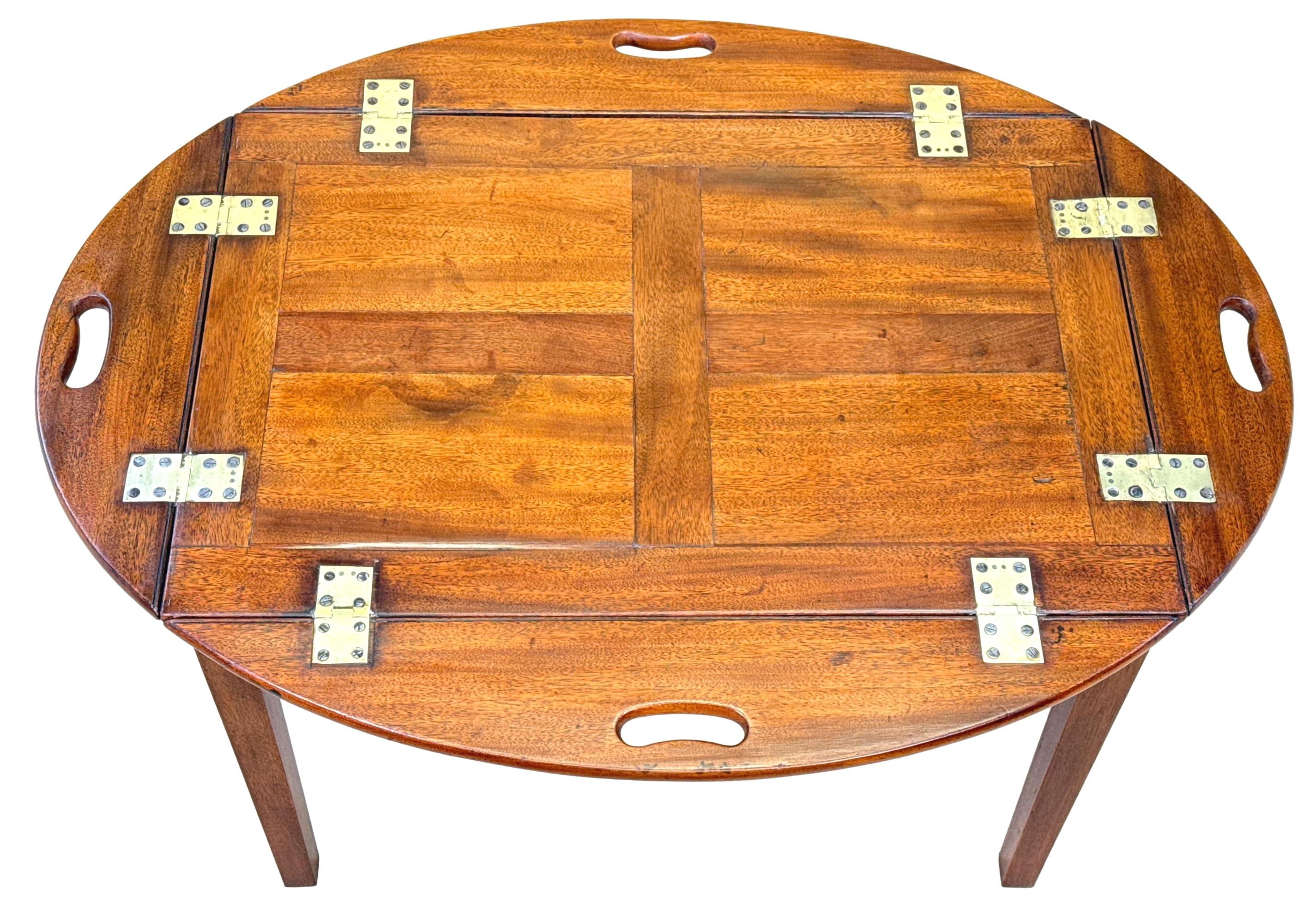 Georgian Mahogany Oval Butlers Tray On Stand For Sale 2