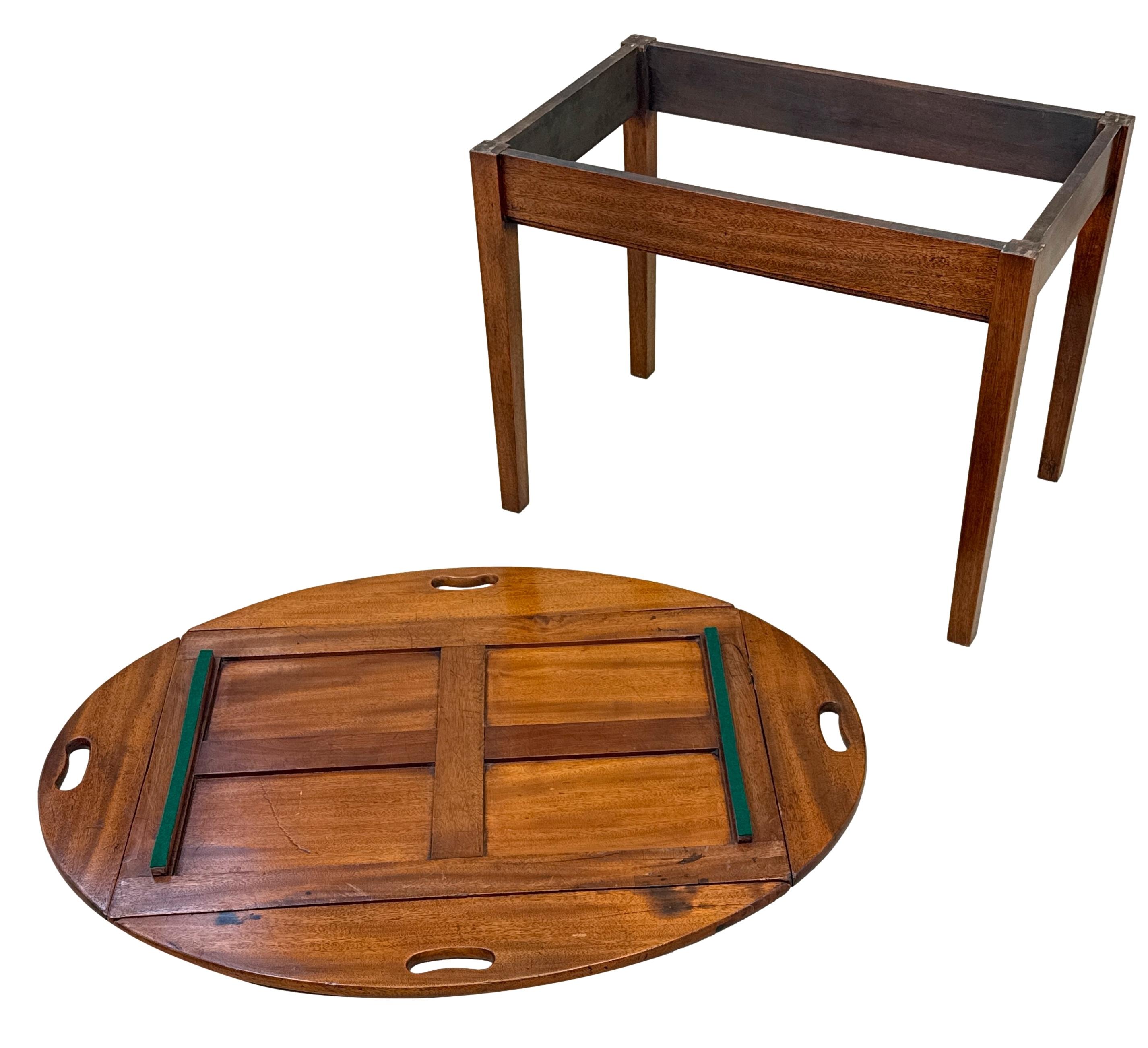 Georgian Mahogany Oval Butlers Tray On Stand For Sale 3
