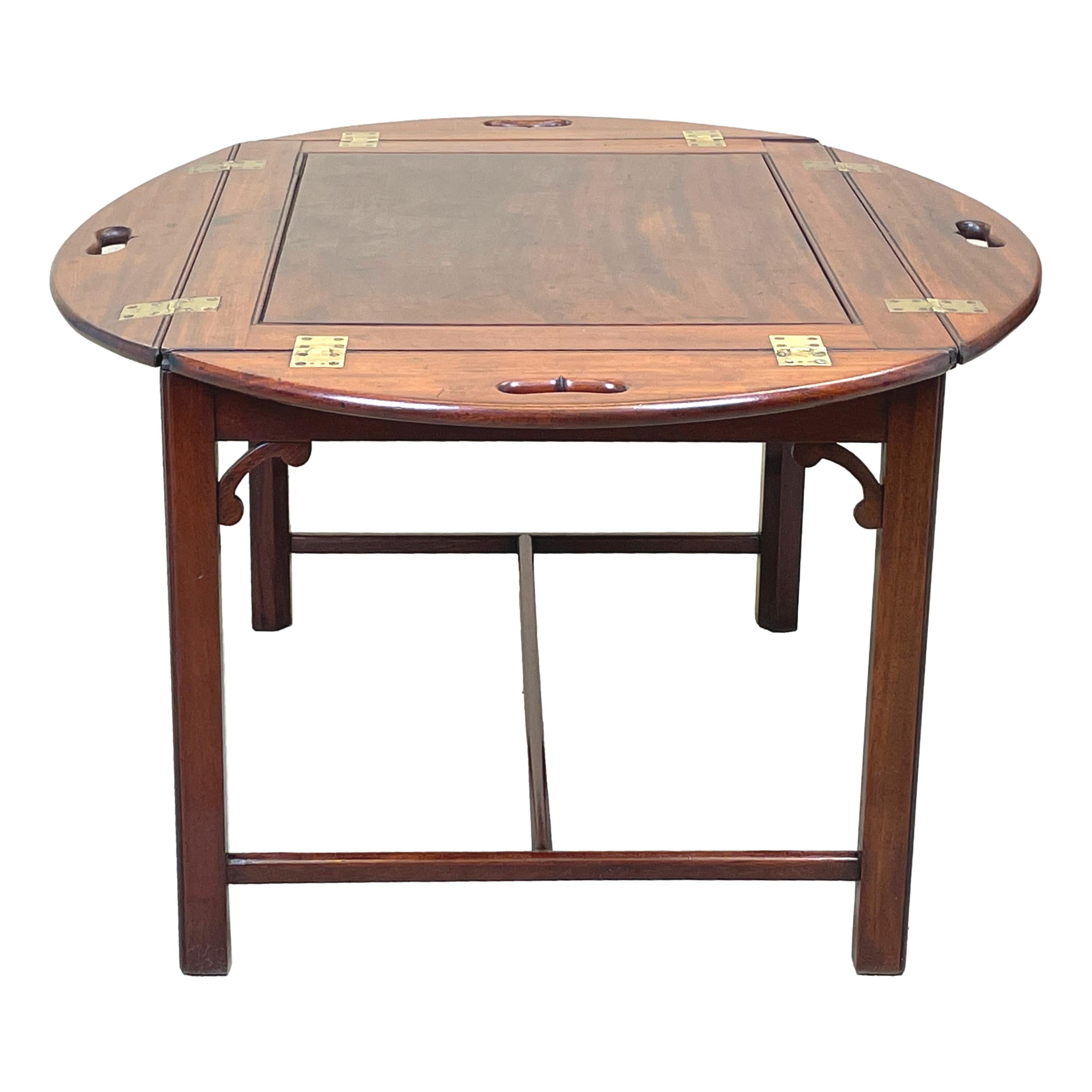 Georgian Mahogany Oval Butlers Tray on Stand 4