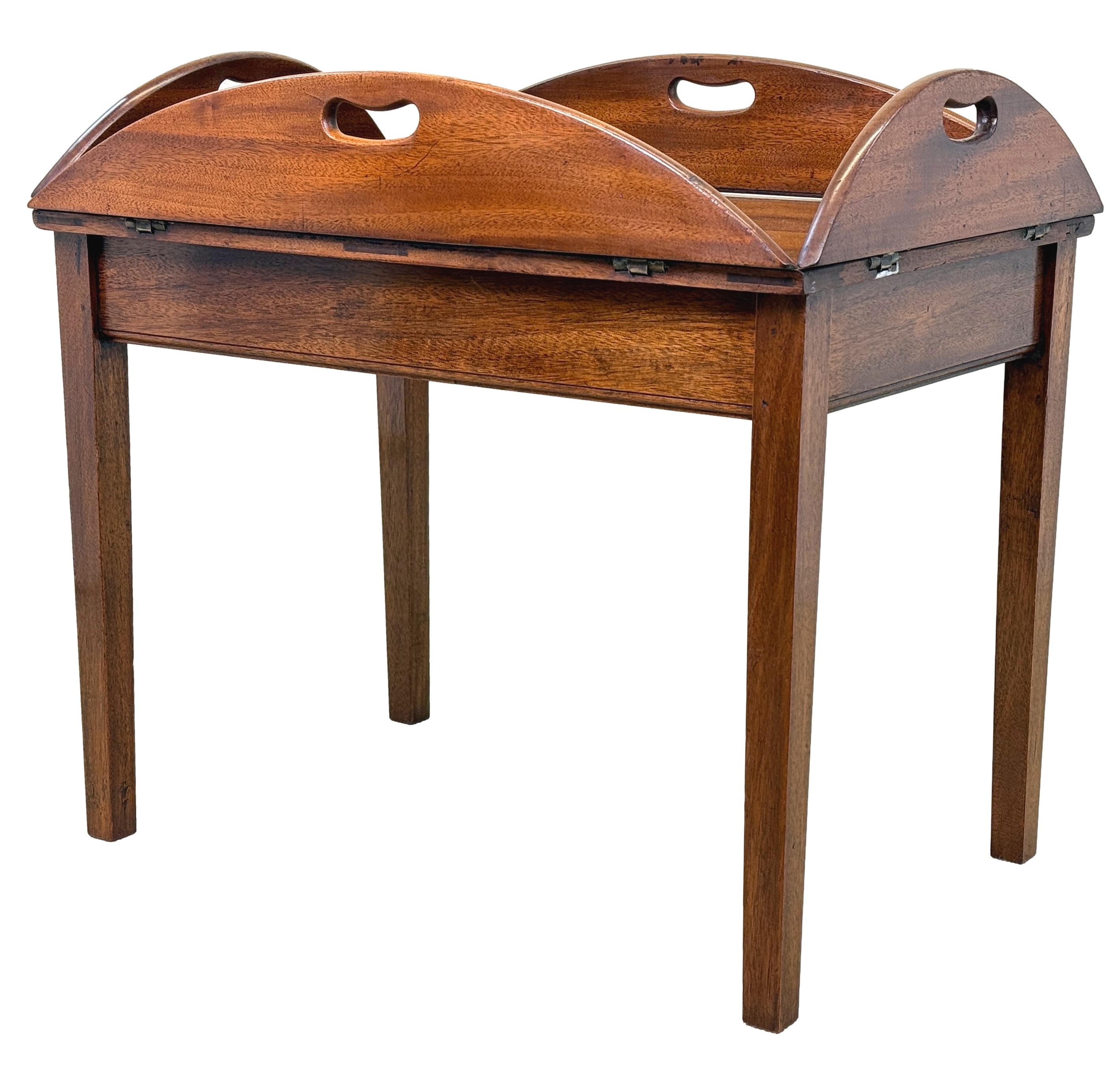 Georgian Mahogany Oval Butlers Tray On Stand For Sale 4
