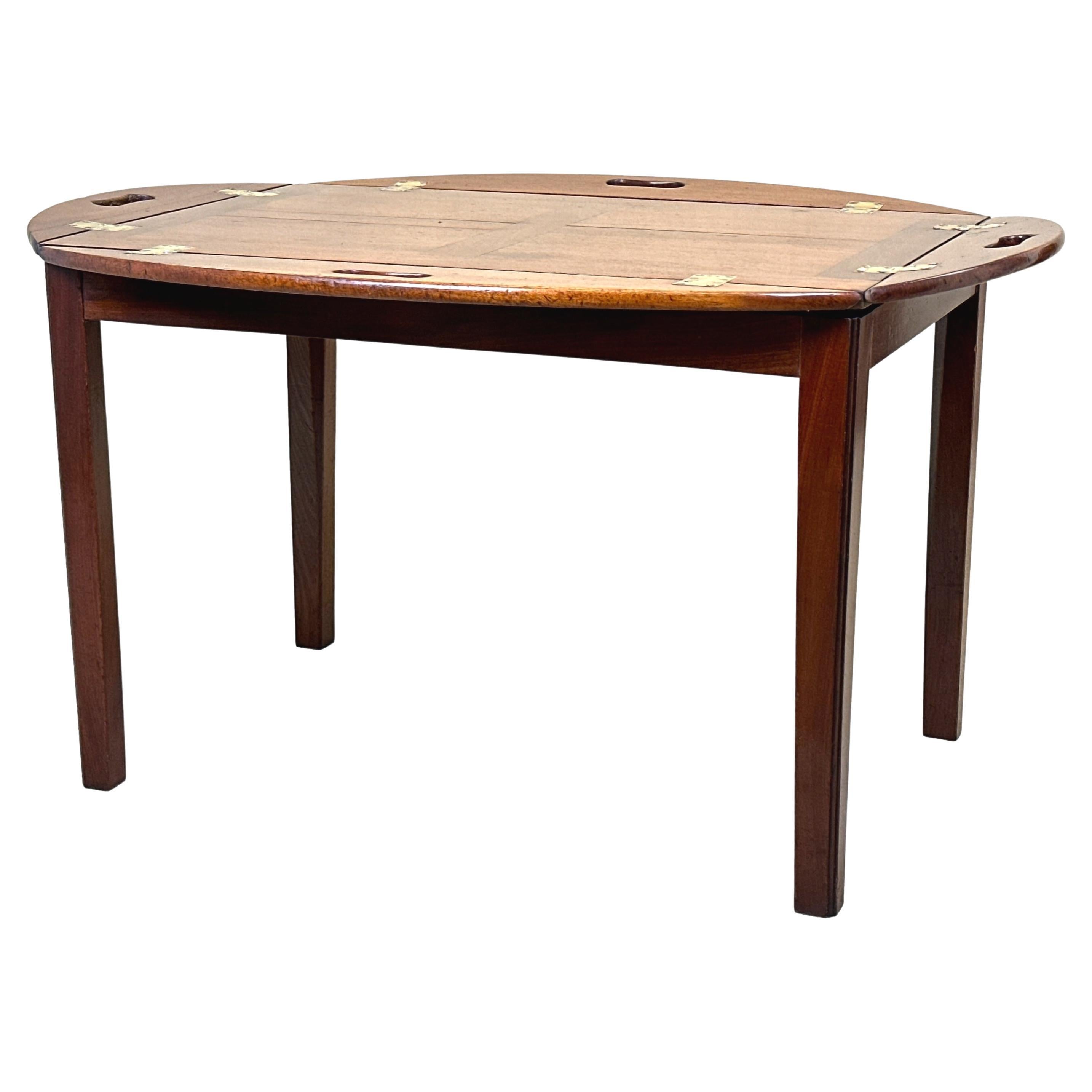 Georgian Mahogany Oval Butlers Tray on Stand For Sale