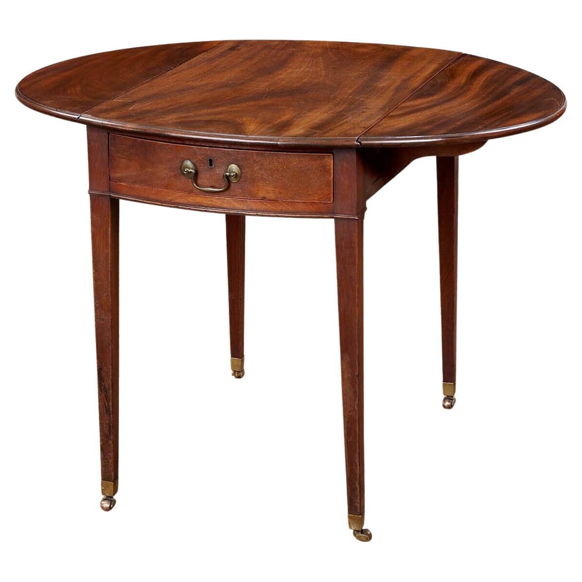 Georgian Mahogany Oval Pembroke Table For Sale