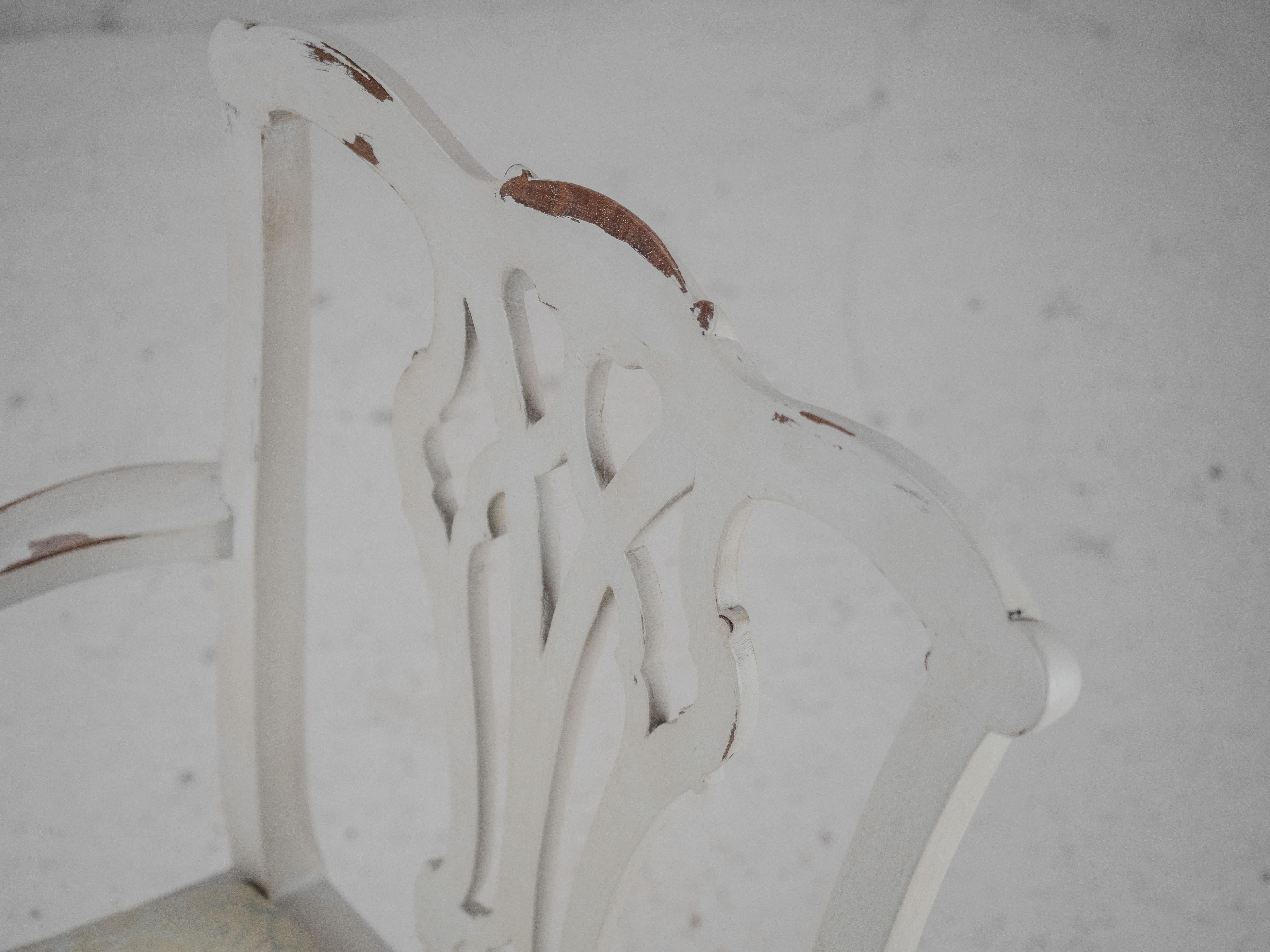 Georgian Painted Mahogany Elbow Chair Carver (Chippendale Dining Desk Armchair) For Sale 7