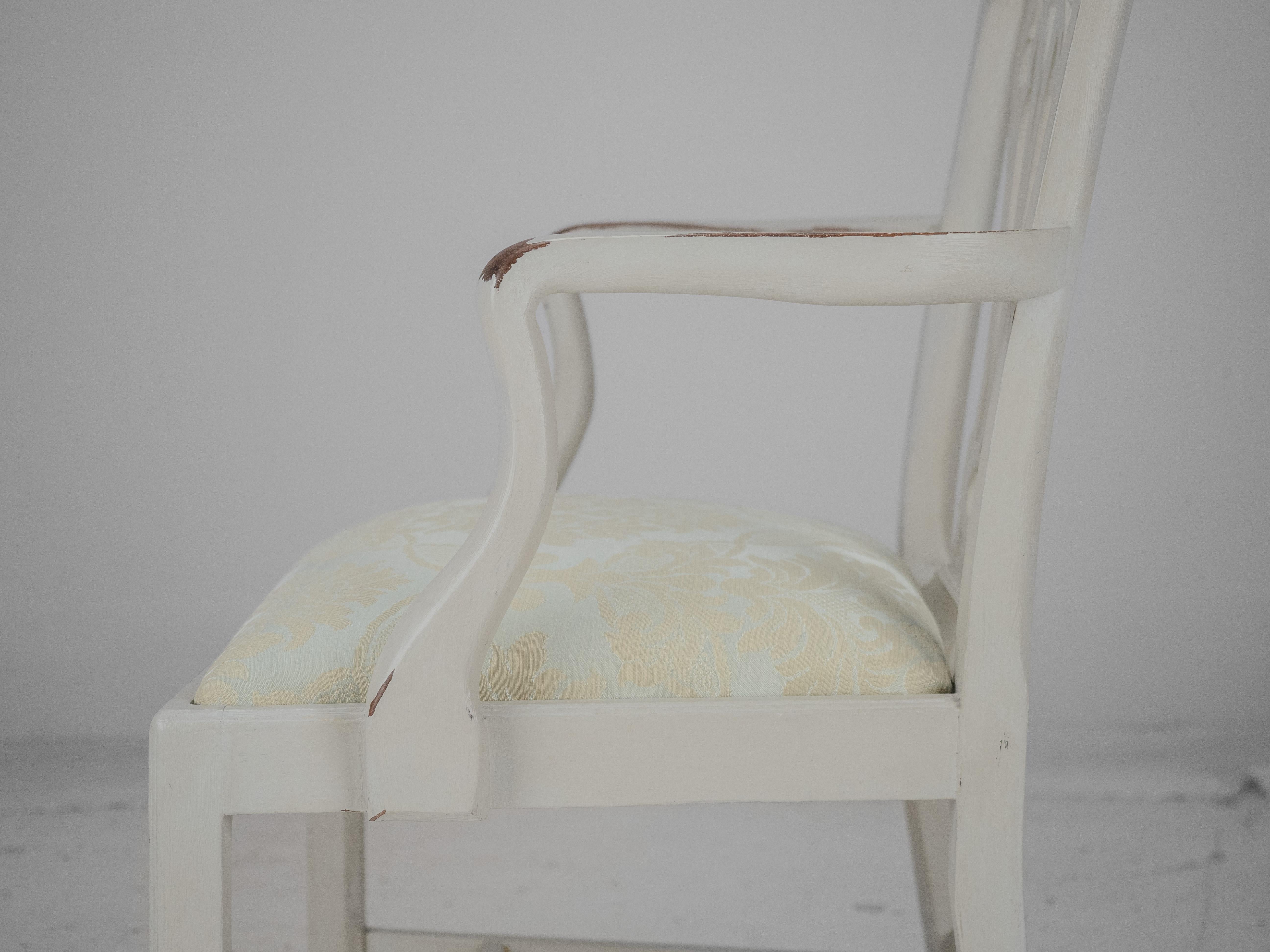 Georgian Painted Mahogany Elbow Chair Carver (Chippendale Dining Desk Armchair) For Sale 13