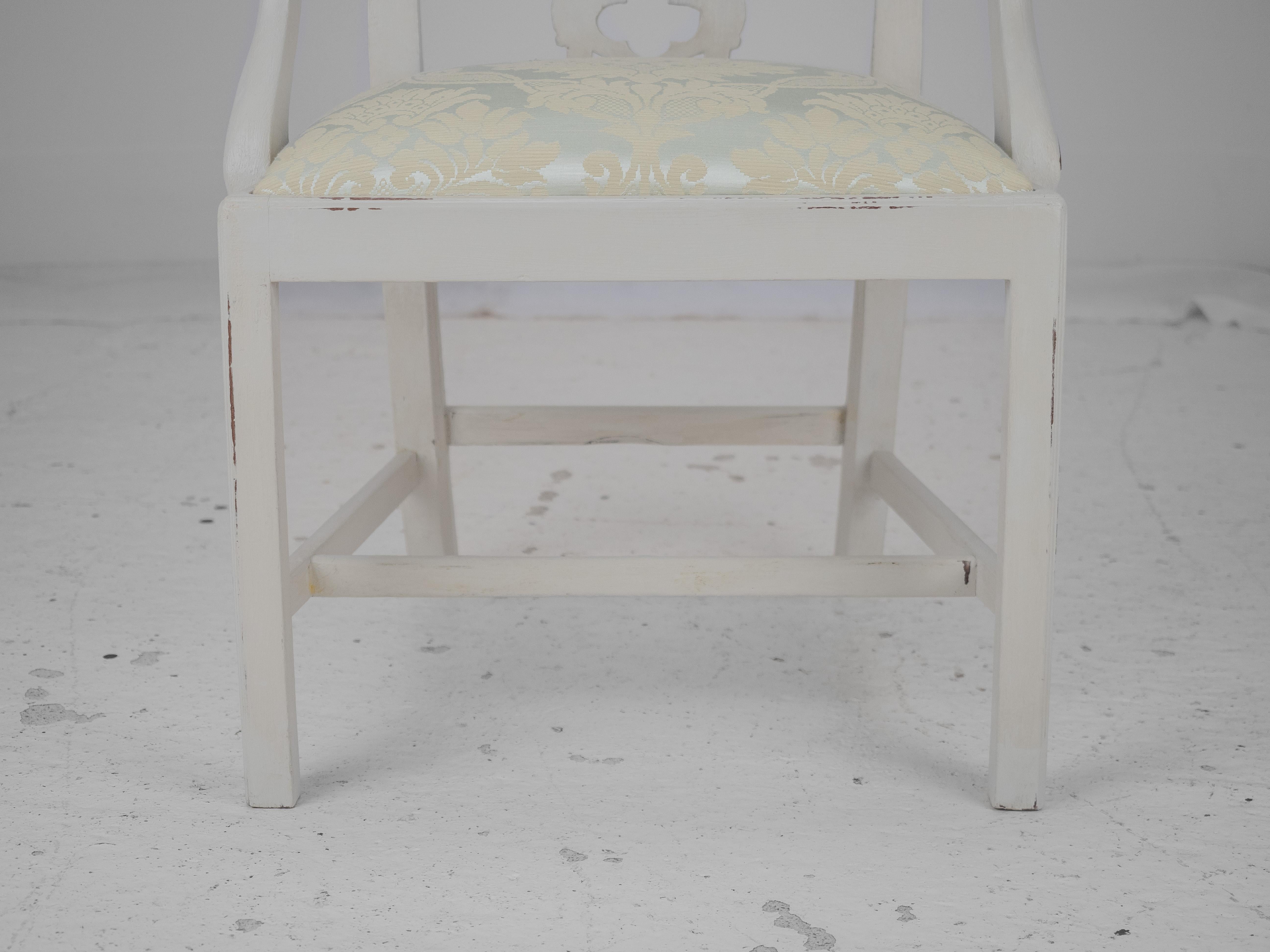 Georgian Painted Mahogany Elbow Chair Carver (Chippendale Dining Desk Armchair) For Sale 15