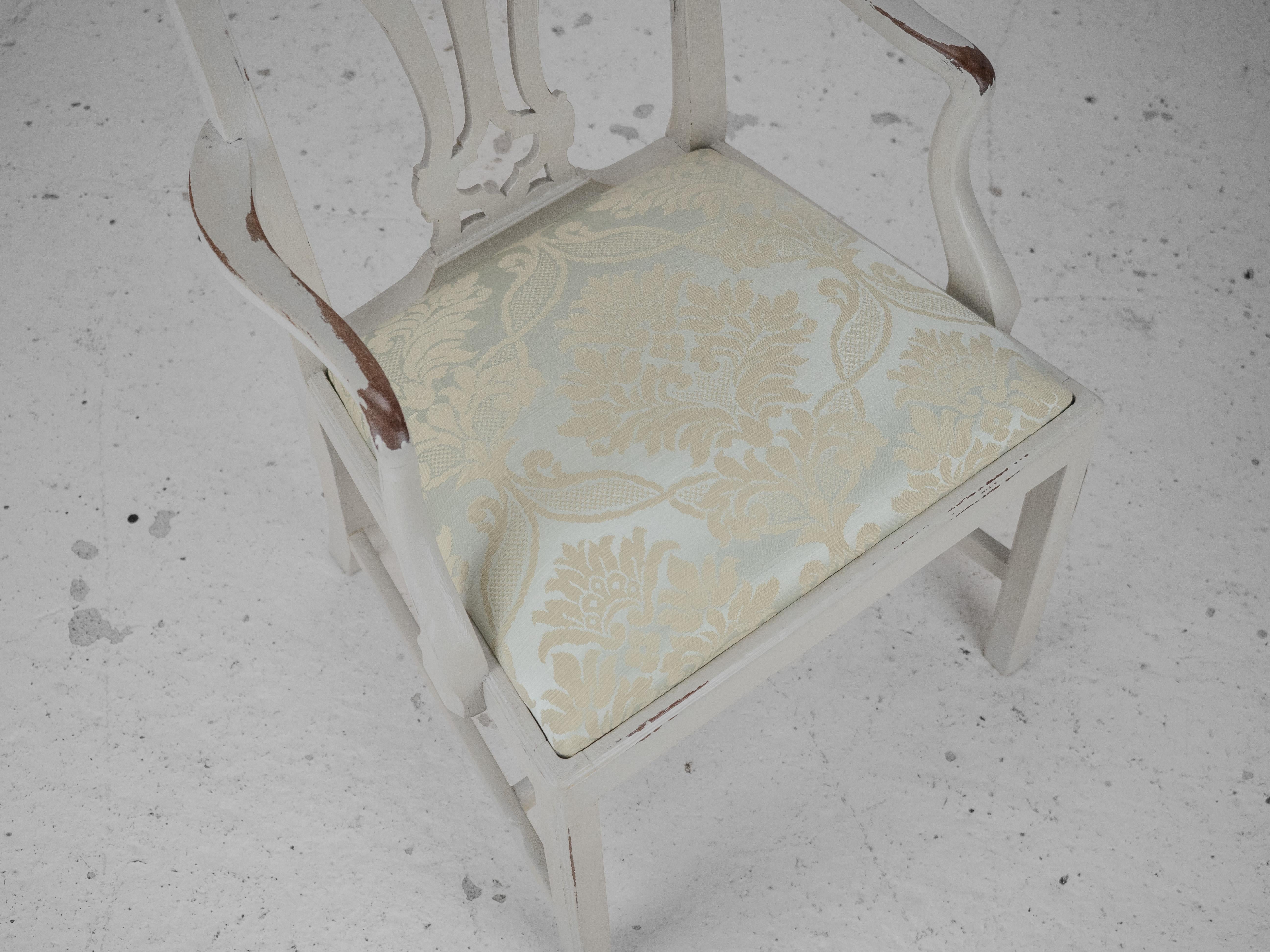 Georgian Painted Mahogany Elbow Chair Carver (Chippendale Dining Desk Armchair) For Sale 4
