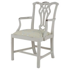 Georgian Painted Mahogany Elbow Chair Carver (Chippendale Dining Desk Armchair)